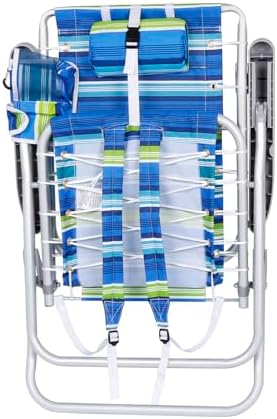 Ultimate Heavy Duty High Seat Aluminum Folding Backpack Beach Chair for Adults | Lay Flat, 5 Reclining Positions | Removable Insulated Cooler Pouch & Canopy for UV Protection - Image 9