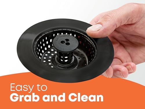 Kitchen SinkShroom Clog-Free Kitchen Sink Drain Strainer with Stopper - Sink Protector for Kitchen Sink, Stainless Steel, Matte Black - Image 4