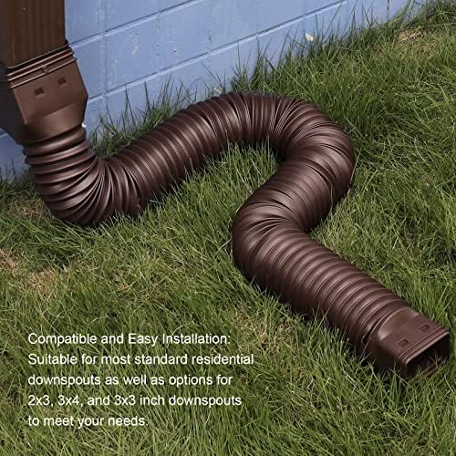 11.5ft Long Gutter Downspout Extensions Flexible, Drain Downspout Extender, Down Spout Drain Extender, Gutter Connector Rainwater Drainage, Extendable from 2.6ft to 11.5ft(Brown) - Image 5