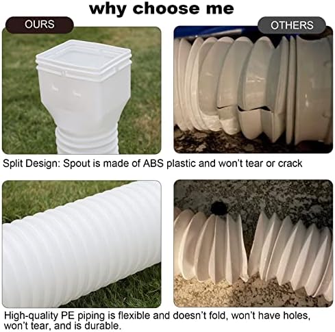 11.5ft Long Gutter Downspout Extensions Flexible, Drain Downspout Extender, Down Spout Drain Extender, Gutter Connector Rainwater Drainage, Extendable from 2.6ft to 11.5ft(White) - Image 2
