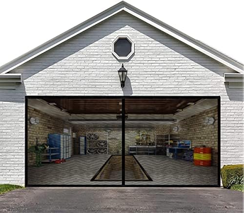 LIAMST Garage Door Screen for 8x8FT, 1 Car Garage Doors- Reinforced Fiberglass Door Screen,Stronger High Energy Magnets ， Magnetic Screen Door
