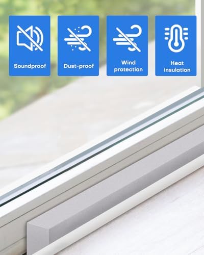 2Packs Air Conditioner Foam Tape with Adhesive, 1''X1''X 6.5 Ft Window Weather Stripping, High Resilience Ac Window Seal Kit Foam Insulation for Winter Summer (6.5ft X 2 Rolls, Grey) - Image 6