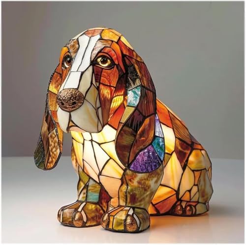 Fanyil Glowbuddy Dog Lamp - Dachshund Lamp, Dog Series Art Night Light, Stained Resin French Bulldog Tabletop Night Light, Cute Pet Dogs Themed LED Table Lamps, Unique Gifts (H) - Image 7