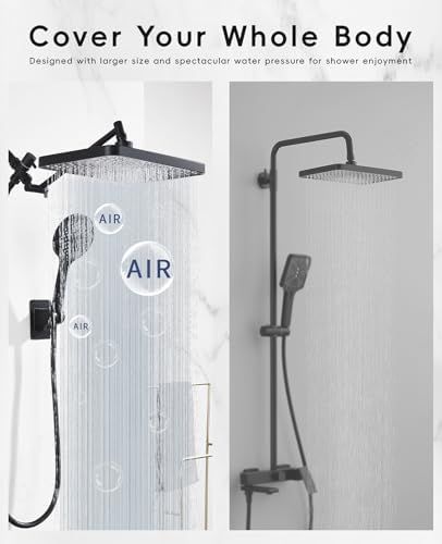Premium 12.2" Rain Shower Head with Handheld Spray, Updated High Pressure Rainfall Shower Head with Handheld Combo, Large Rain Overhead Waterfall Showerheads | Anti-Clog Nozzles | Air-in Tech - Image 2