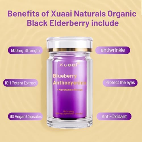 Blueberry Anthocyanins Capsules - Blueberry 10:1 Extract, Premium NAD+ Supplement with Anthocyanin & Lutein for Anti-Aging Support - Eye Vitamins Boosting Vision & Cellular Health, Vegetarian, 60 C - Image 3
