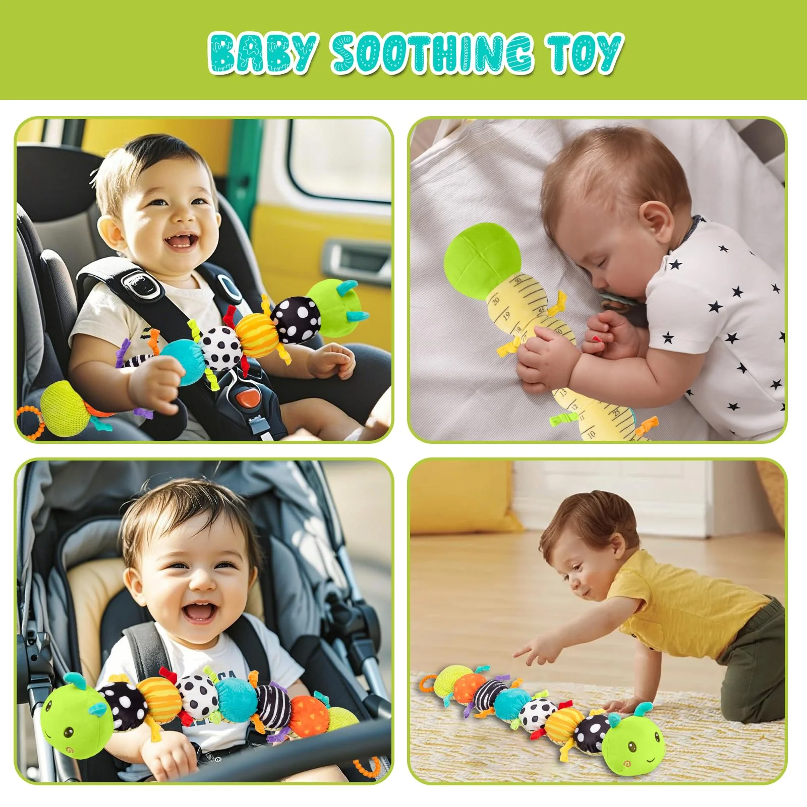 Baby Stuffed Animal Toys for 0-6 6-12 Months, Baby Musical Caterpillar Tummy Time Toys for Babies 3 6 9 12 18 Months, Newborn Infant Sensory Toys Christmas Gifts Stocking Stuffers - Image 4