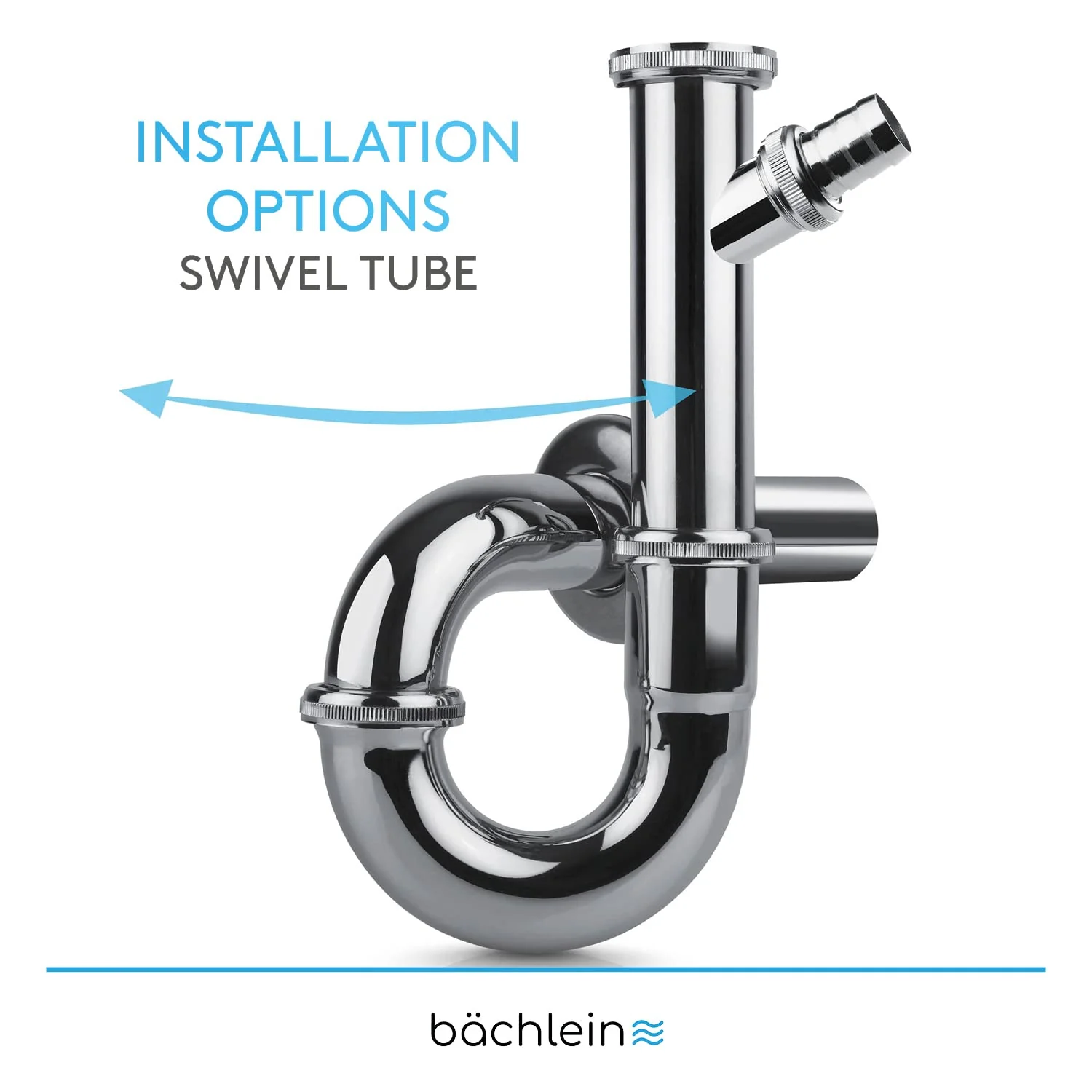 Bächlein Universal Siphon for Washbasin and Washstand (Extra Long 200mm + Appliance Connection) - Odour Trap incl. Rubber Sleeve - Tubular Siphon - Image 2