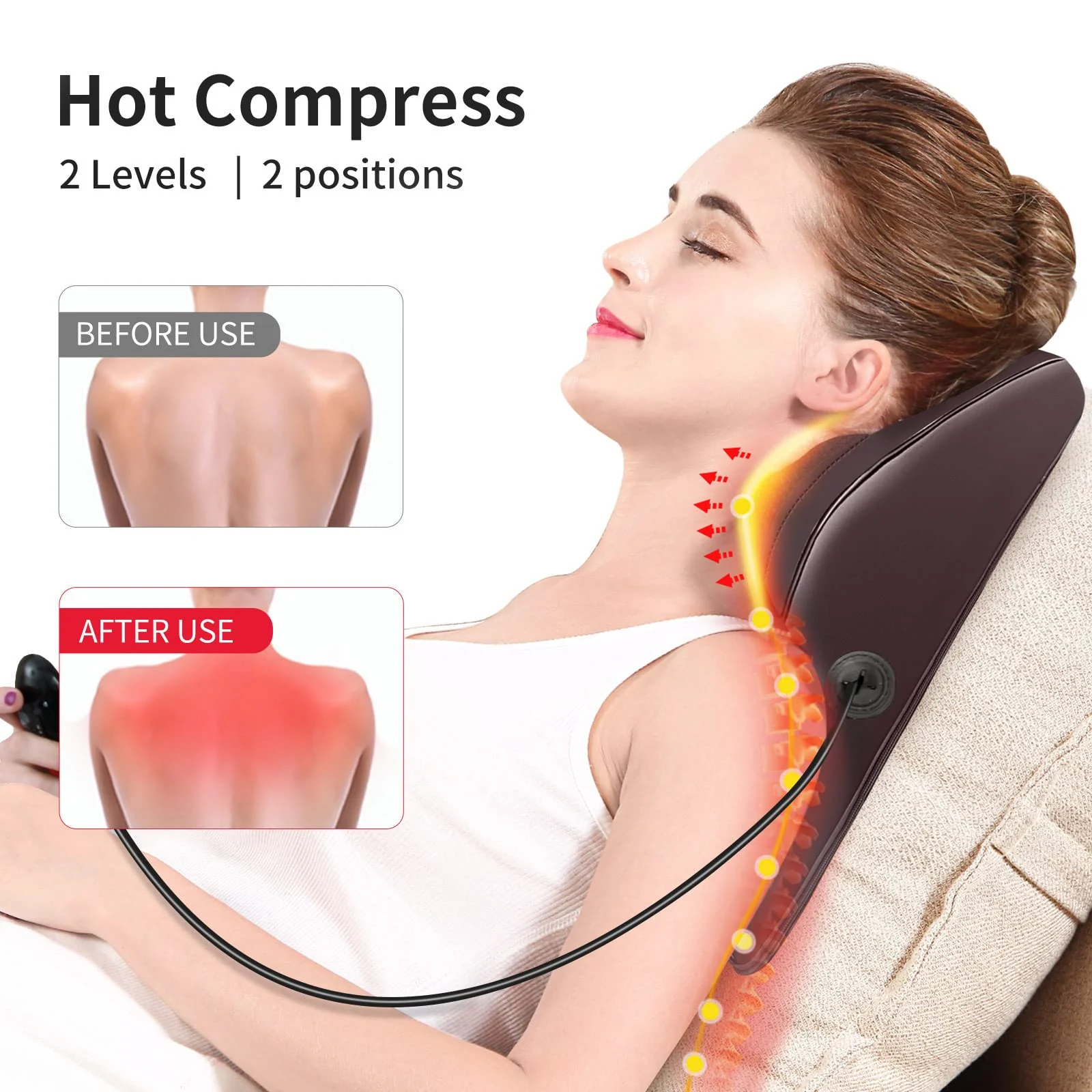 Back Massager Neck Massager with Heat, Shiatsu Massage Pillow for Pain Relief, Massagers for Neck and Back, Shoulder, Leg, Christmas Gifts for Men Women Mom Dad - Image 8