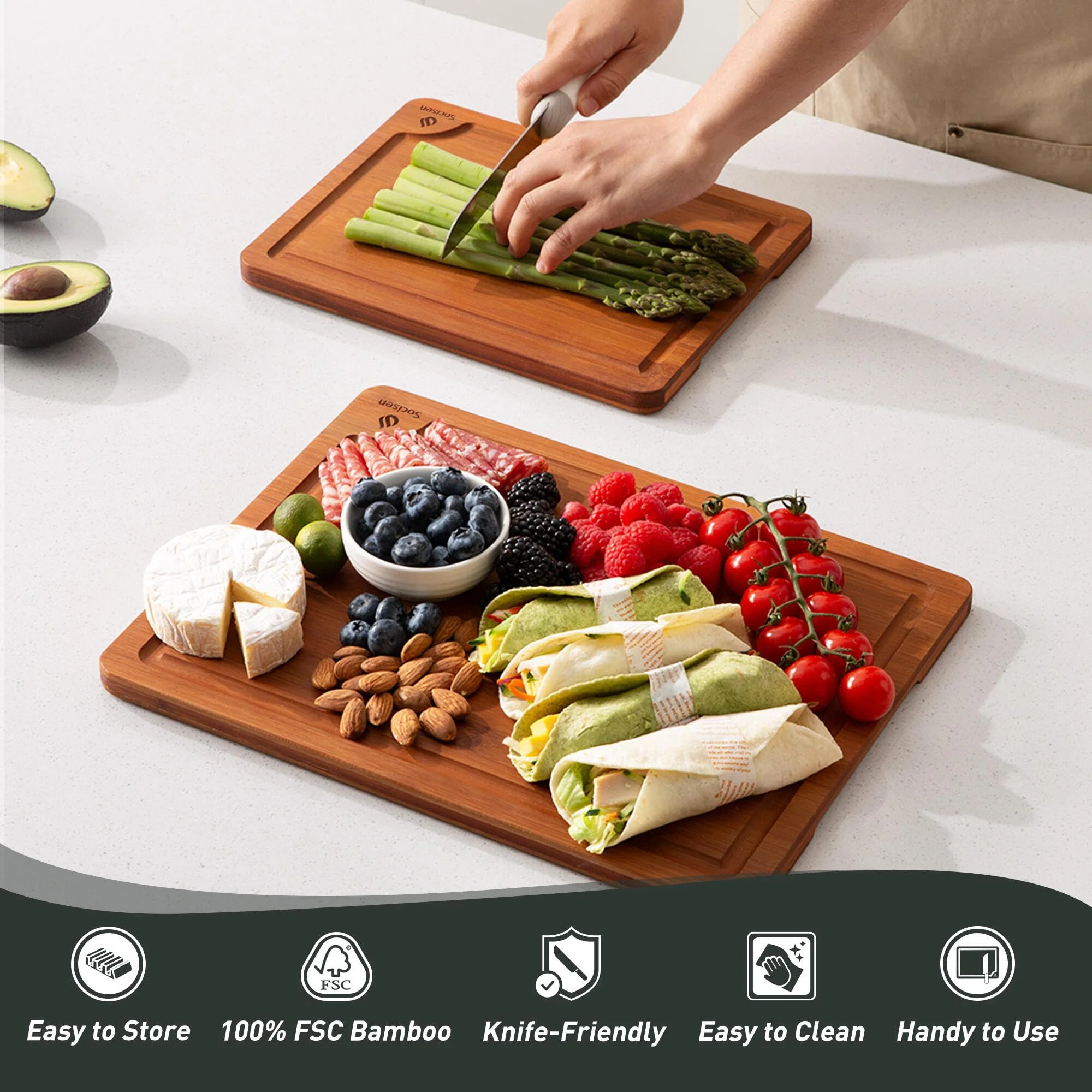 Bamboo Cutting Board Set Non Slip Feet Over Sink Day Gifts Best Mama Mommy Bonus Busy Mom Ever Christmas Xmas Birthday Law Step Stepmom Stepmother Who Have Everything Good Unique Useful Present - Image 2