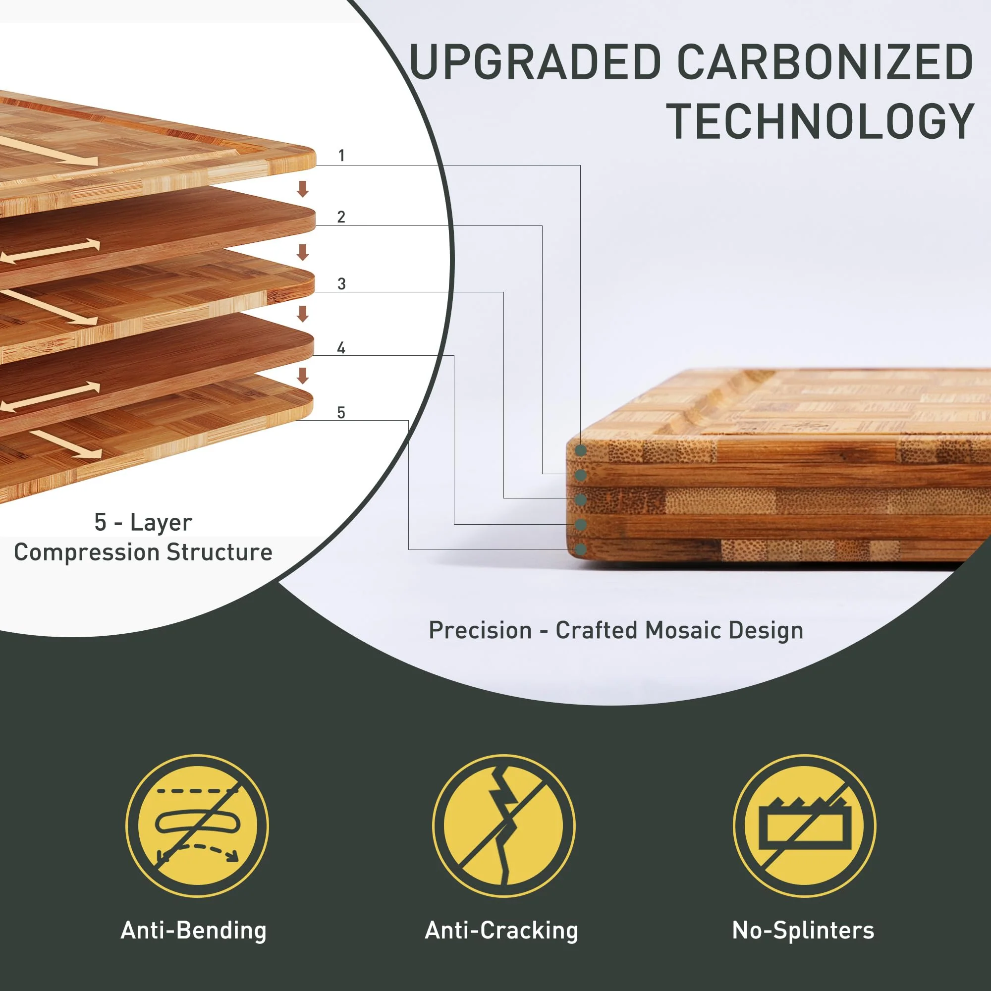 Bamboo Cutting Boards Non Toxic Wood Wooden Cutting Board for Kitchen Non Slip Christmas Xmas Birthday Law Step Stepmom Stepmother Have Everything Good Unique Useful Present - Image 6