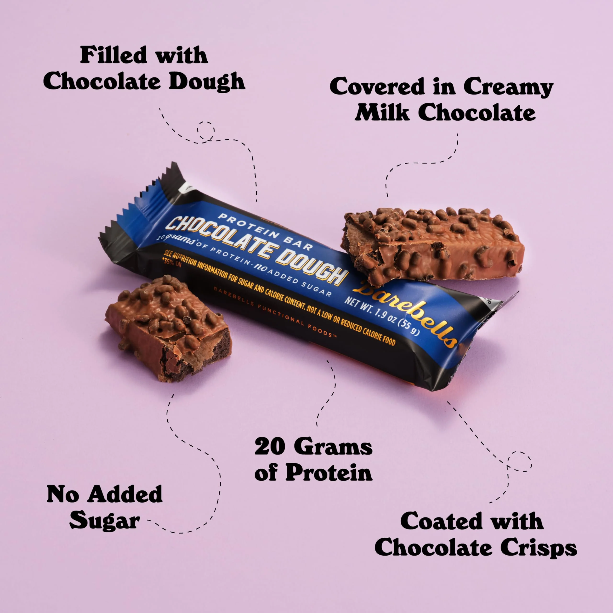 Barebells Protein Bars Brownie Dough - 12 Count, Pack of 2 - Protein Snacks with 20g of High Protein - Low Carb Protein Bar with 1g of Total Sugars - Perfect on The Go Low Carb Snack & Breakfast Bars - Image 4
