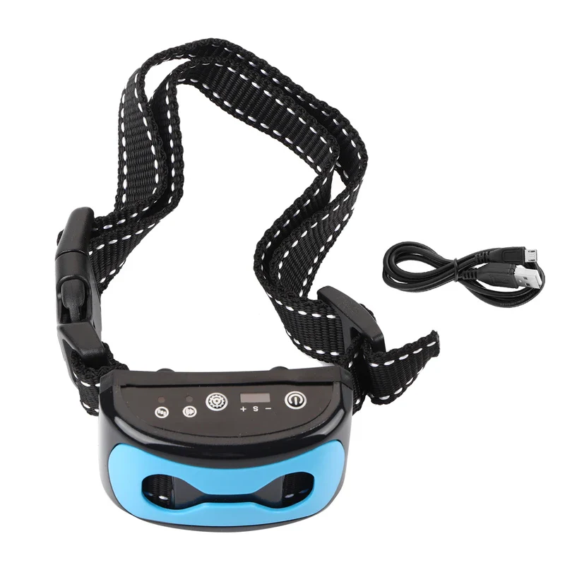 Barking Control Device Rechargeable Waterproof AntiBarking Collar Barking Detection(Blue)