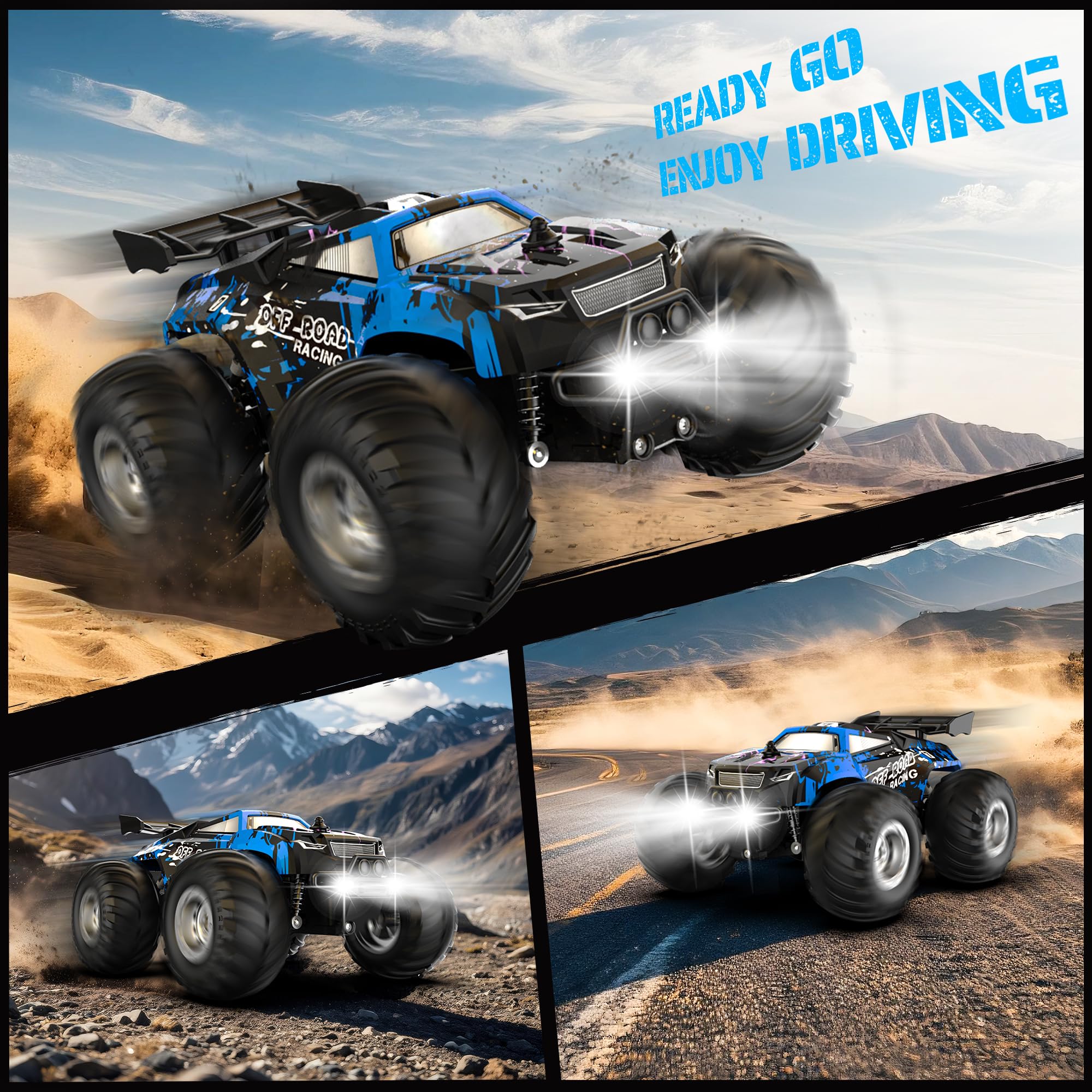 Barlisam Remote Control Car, All-Terrain Remote Control Truck for Boys 8-12, Headlight, 1:20, 10KM/H, 2.4GHZ, Speed-Friendly, Sturdy, Rechargeable RC Cars for Boys 4-7 Christmas, Beginner, Kids 6-12 - Image 2