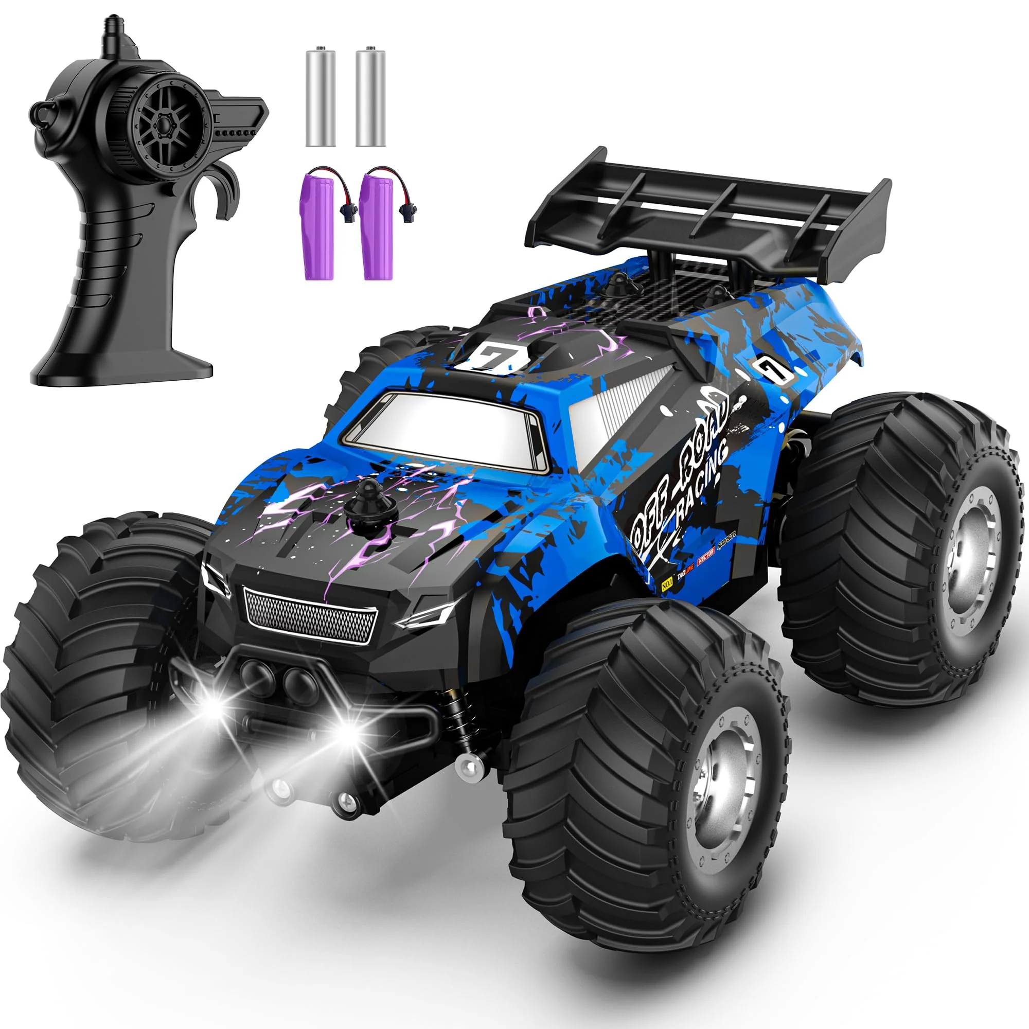 Barlisam Remote Control Car for boys 4-7, All-terrain Remote Control Truck for Boys 8-12, Headlight, 1:20, 10KM/H, 2.4GHZ, Speed-friendly, Sturdy, Rechargeable RC Cars for Christmas, Beginner, Kids 6+