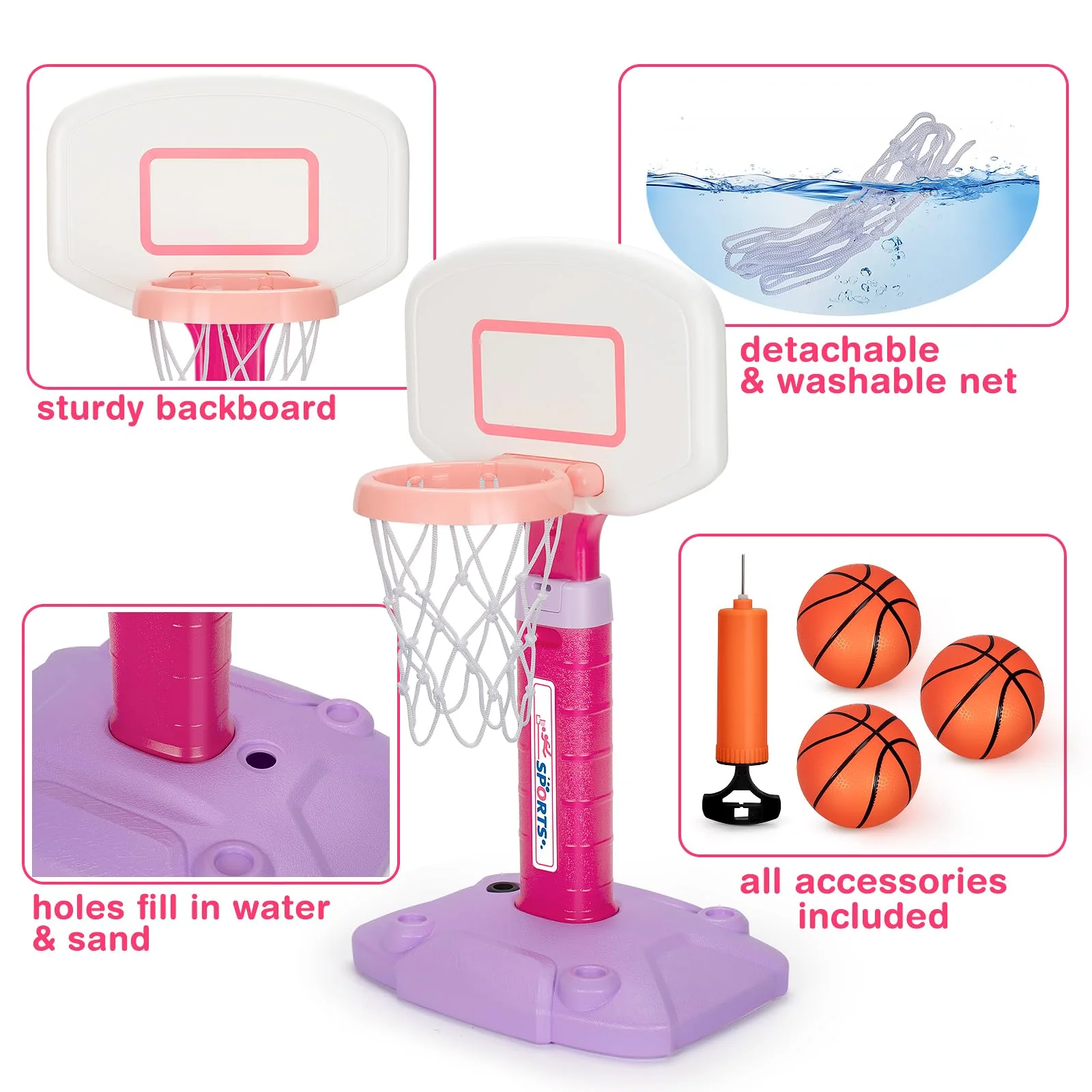 Basketball Hoop Indoor Outdoor Toys for Toddlers 1-3, Kids Basketball Hoop with 3 Balls, Adjustable Mini Basketball Goal, Christmas Birthday Sports Toys Gift for Baby Boys Girls Age 1 and Up - Image 5
