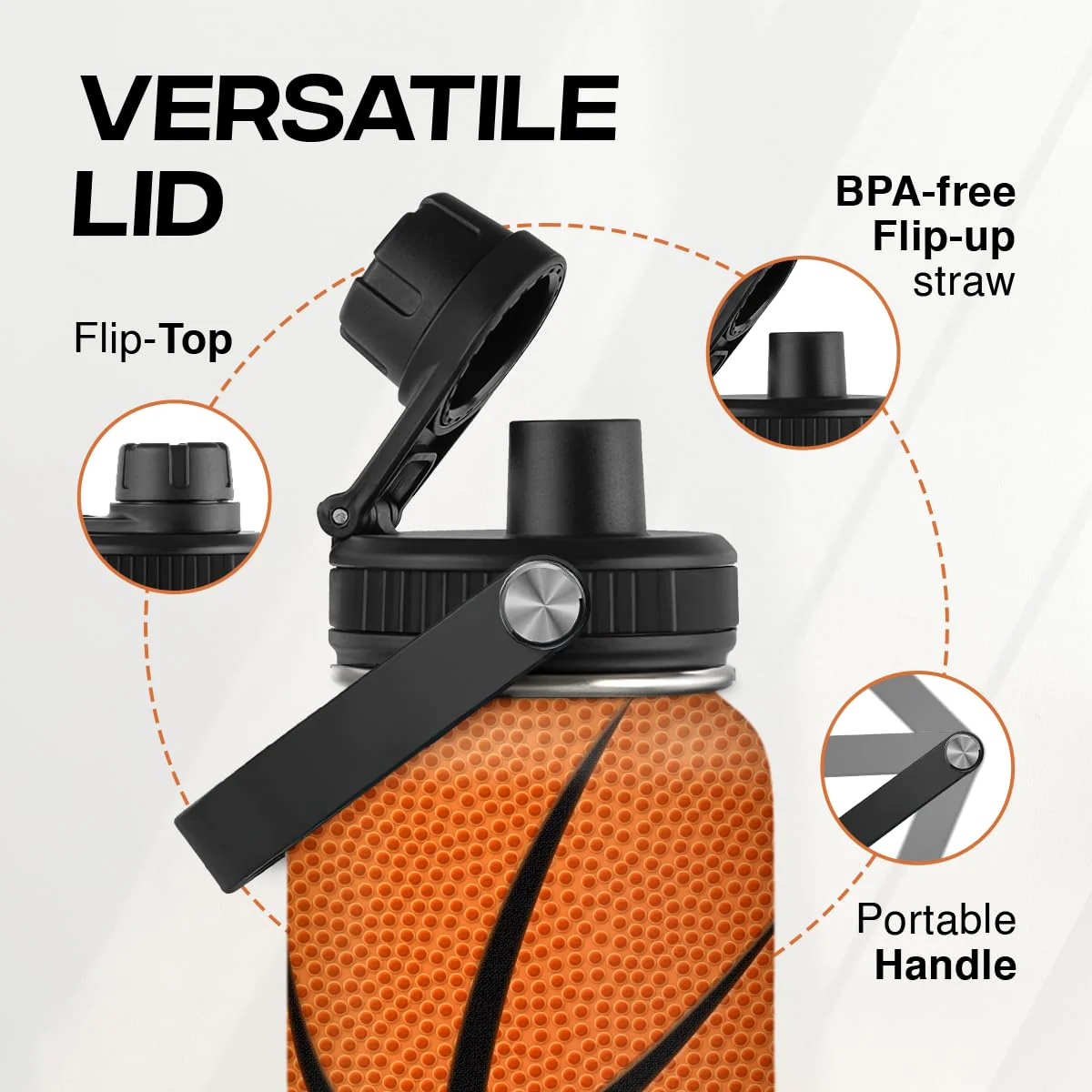 Basketball Water Bottle 32oz Stainless Steel Insulated Bottles for Men Women Sports Lovers Fan Players Coach - Basketball Gifts for Birthday Christmas - Image 4