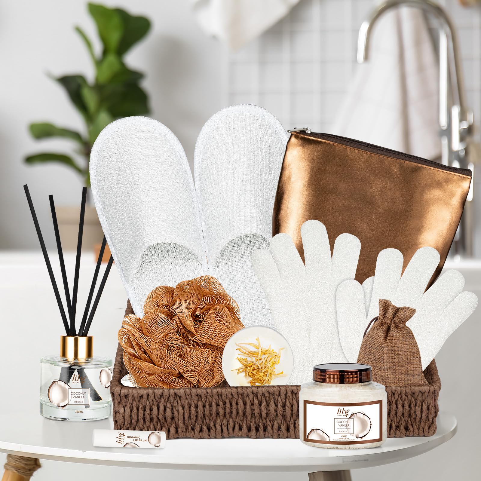 Bath and Body Gift Basket Set for Women - Coconut Vanilla Christmas Gifts for Women, Spa Gift Basket 17-Piece Bath Gift Set Self Care Gifts for Mothers Day, Fathers Day, Birthday Gifts for Her & Him - Image 7
