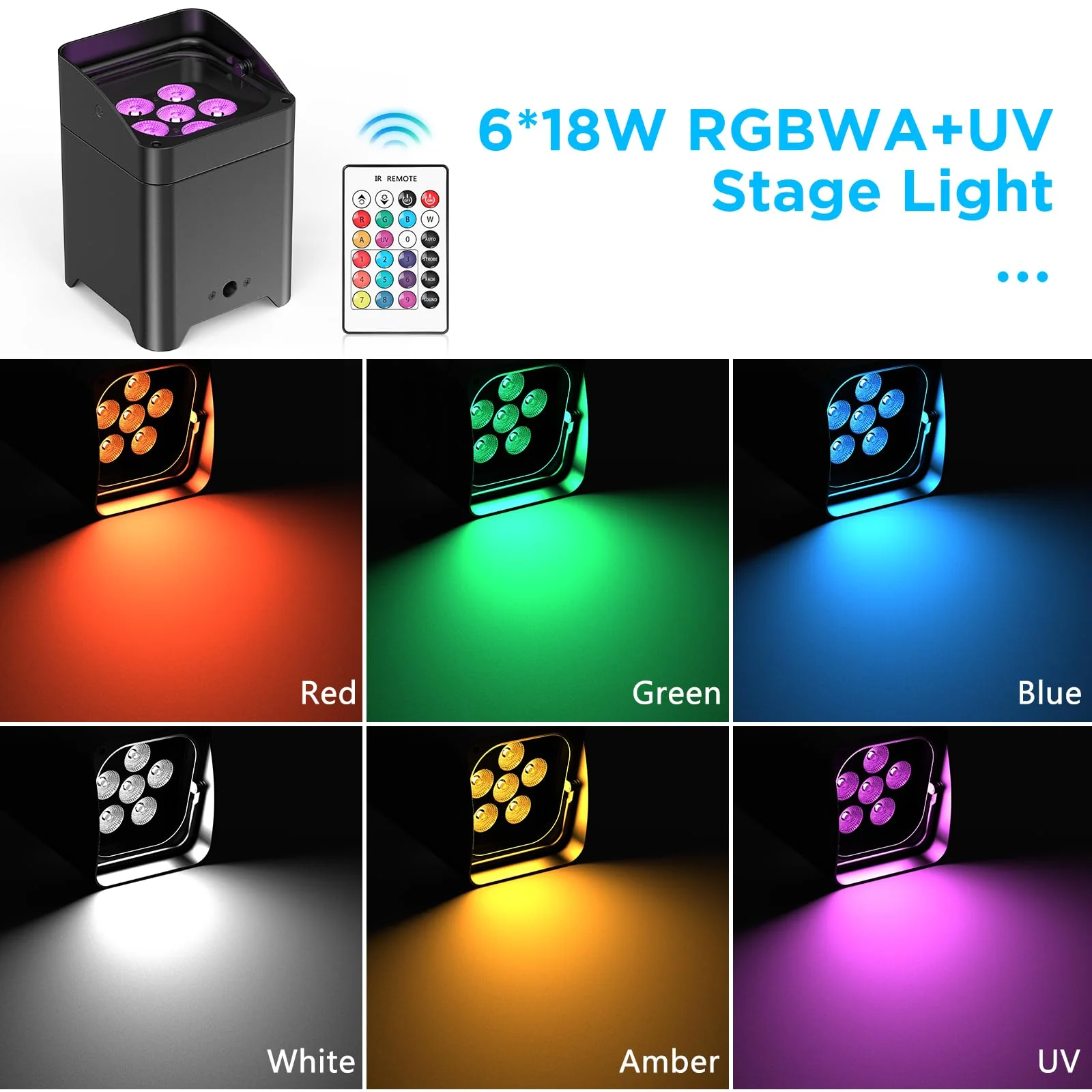 Battery Powered Uplights Rechargeable Par Can 6x18W RGBWA+UV LED Uplight 9600 mAh APP/Remote/DMX512 Control Stage Lights Uplighting Indoor for Wedding DJ Church Christmas Dance - Image 7