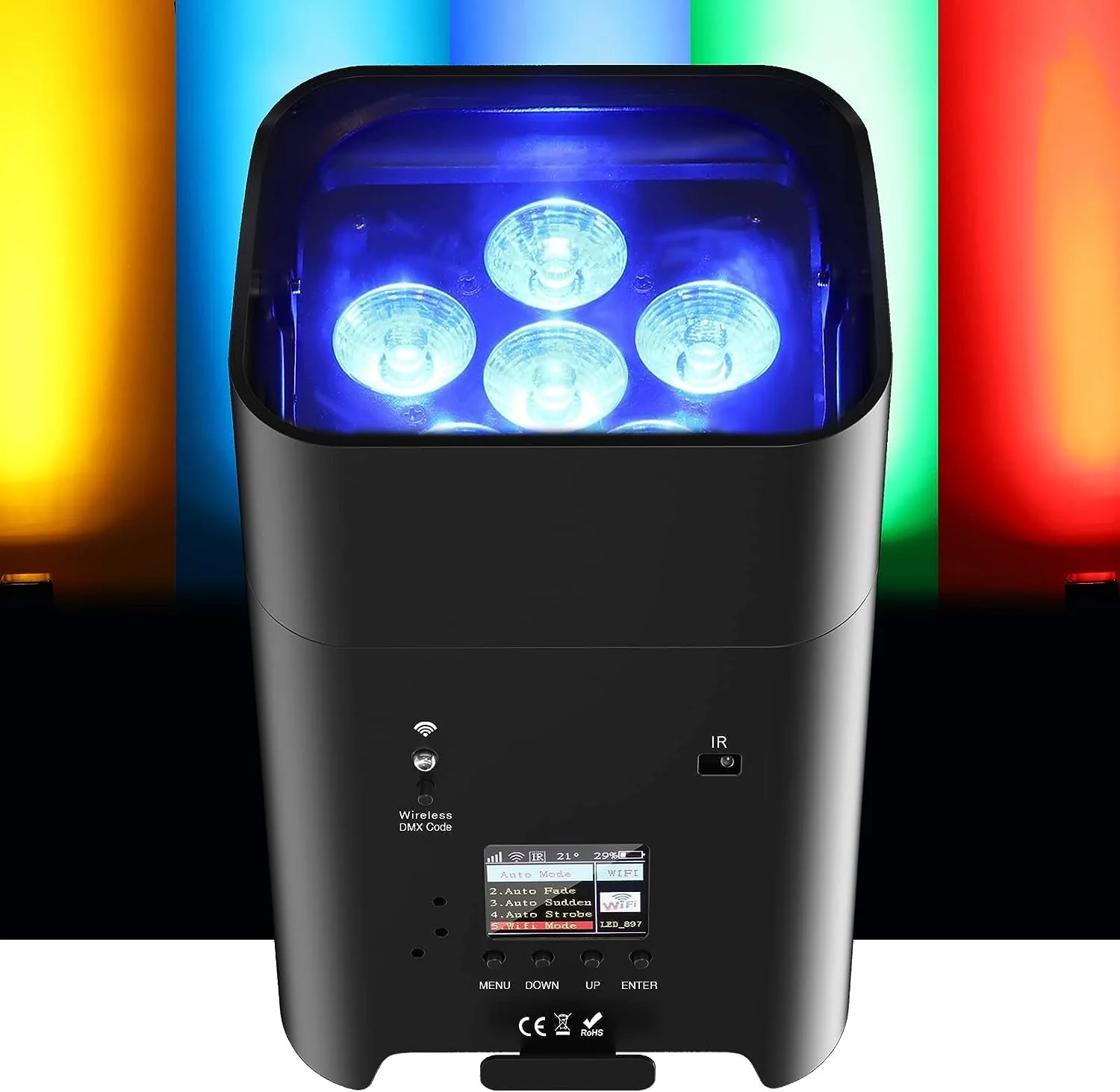 Battery Powered Uplights Rechargeable Par Can 6x18W RGBWA+UV LED Uplight 9600 mAh APP/Remote/DMX512 Control Stage Lights Uplighting Indoor for Wedding DJ Church Christmas Dance - Image 8