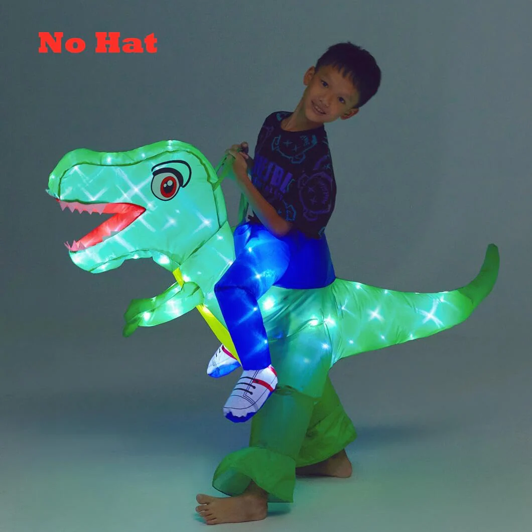bDDeDD Kids Inflatable Costume, Dinosaur Rider,Blow Up T-REX Costumes with LED Light for Cosplay Halloween Christmas Party (Green S) - Image 3