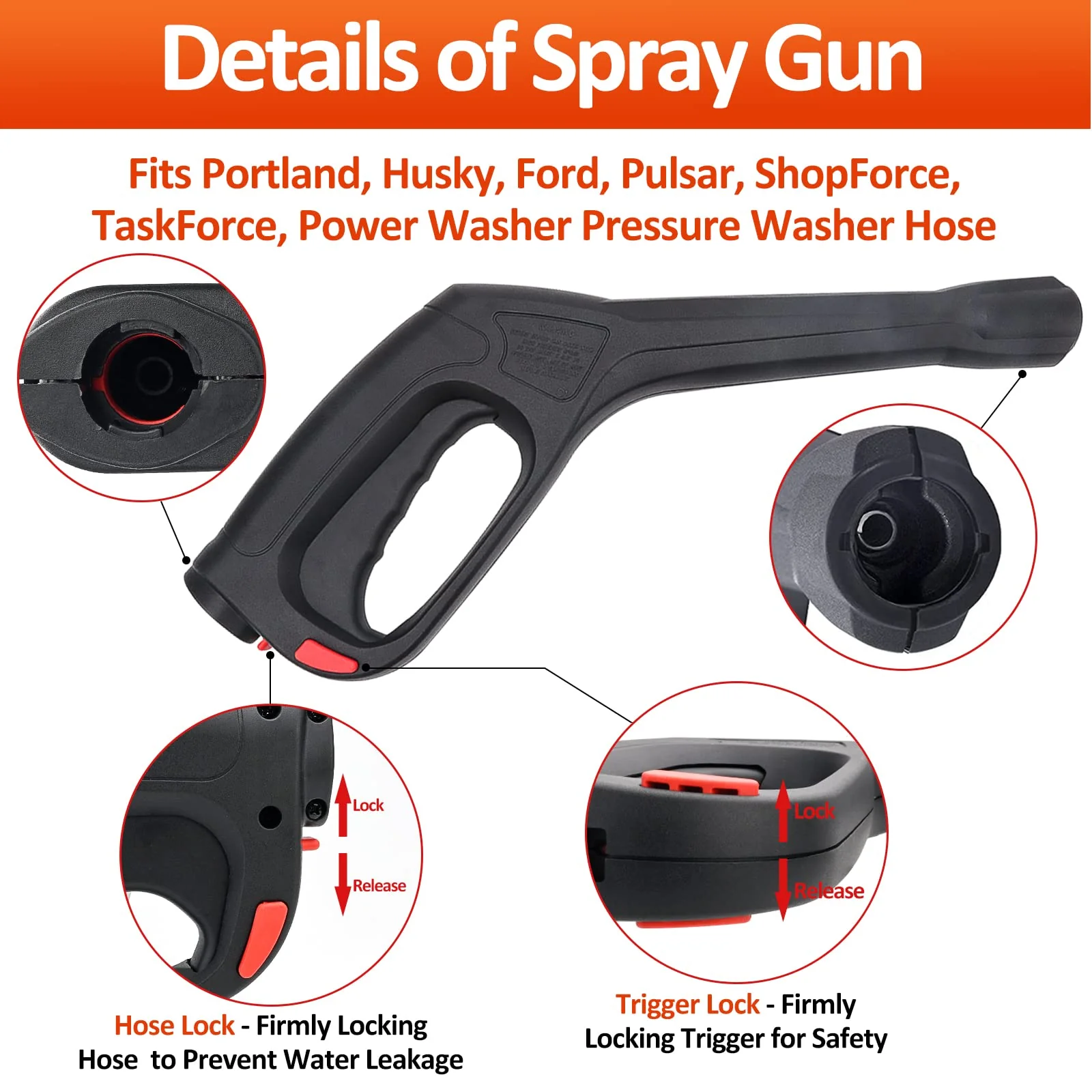 Bear Force High Pressure Water Spray Gun Wand Nozzle, Replacement Pressure Washer Gun Compatible with Portland Pulsar Powerwasher TaskForce TaskMaster ShopForce Electric Pressure Washers - Image 9