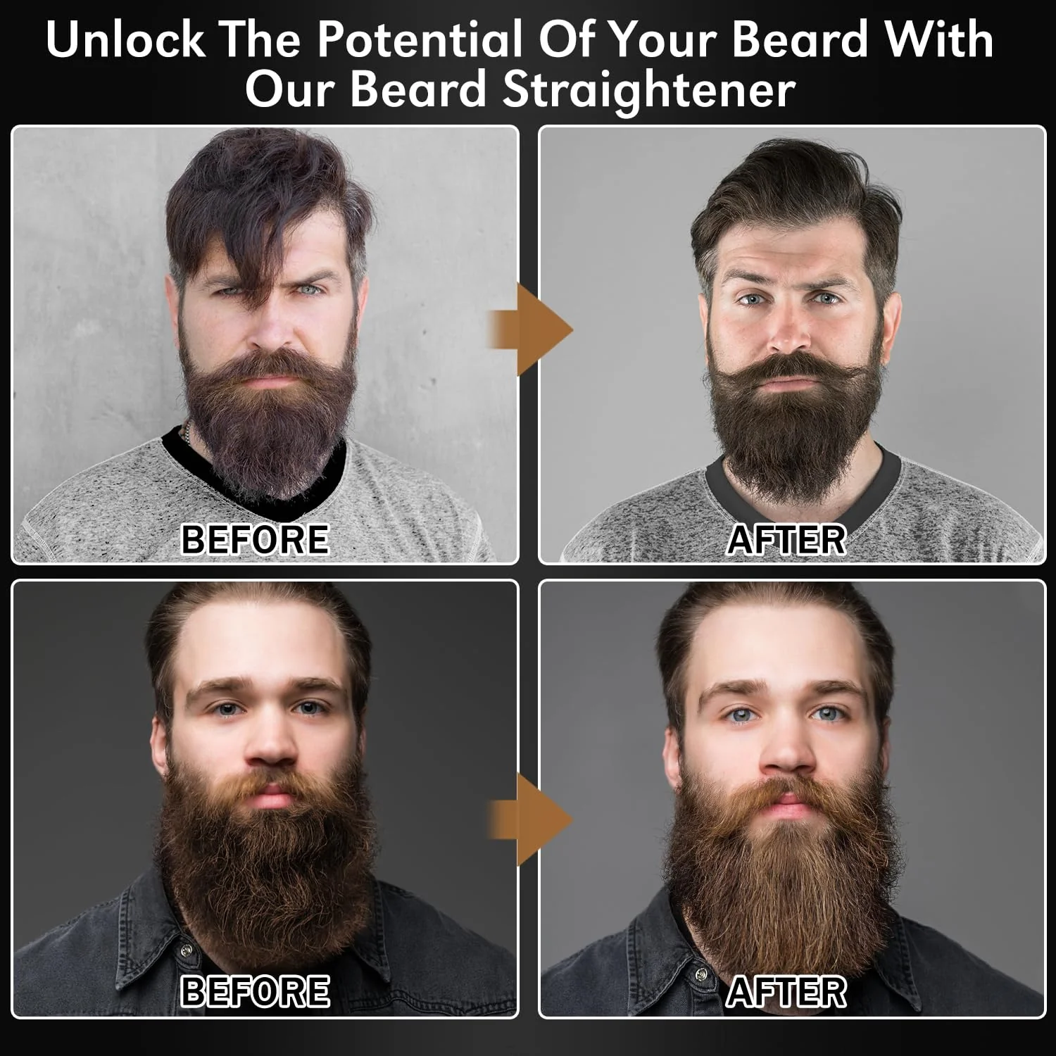 Beard Straightener w/Beard Oil & Balm & Guide E-Book,Upgraded 3 in 1 Hair Straightener Brush Beard Straightening Comb,Unique Stocking Stuffers Gifts for Men Him Dad Husband Birthday Christmas Gifts - Image 5