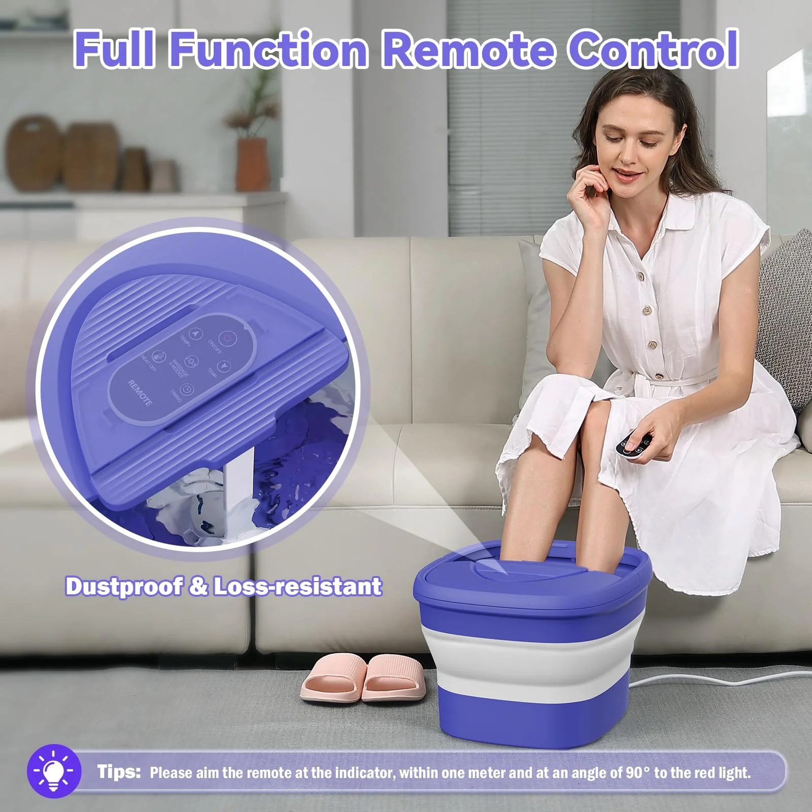 BEAUMOI Foot Spa Collapsible, Foot Bath Massager with Heat, Remote, Timer, and 24 Motorized Shiatsu Massage Balls, Foot Soaking Tub Supports Hot/Cold Water Soaking - Image 4