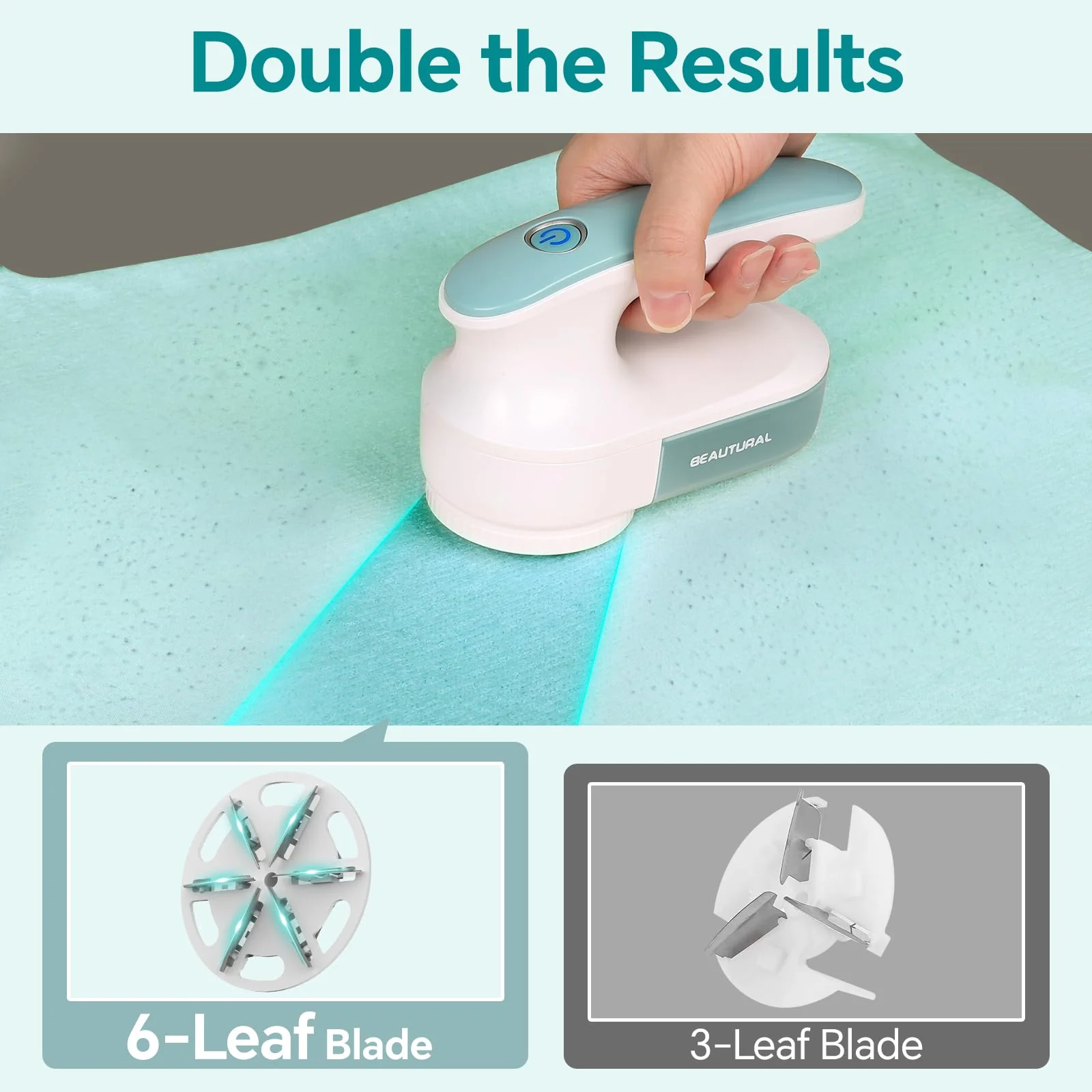 BEAUTURAL Fabric Shaver and Lint Remover, Rechargeable Sweater Defuzzer with 2 Speeds, 1 Replaceable 6-Leaf Blade, Remove Fuzz, Lint Balls, Pills, Bobbles for Clothes and Furniture - Image 7