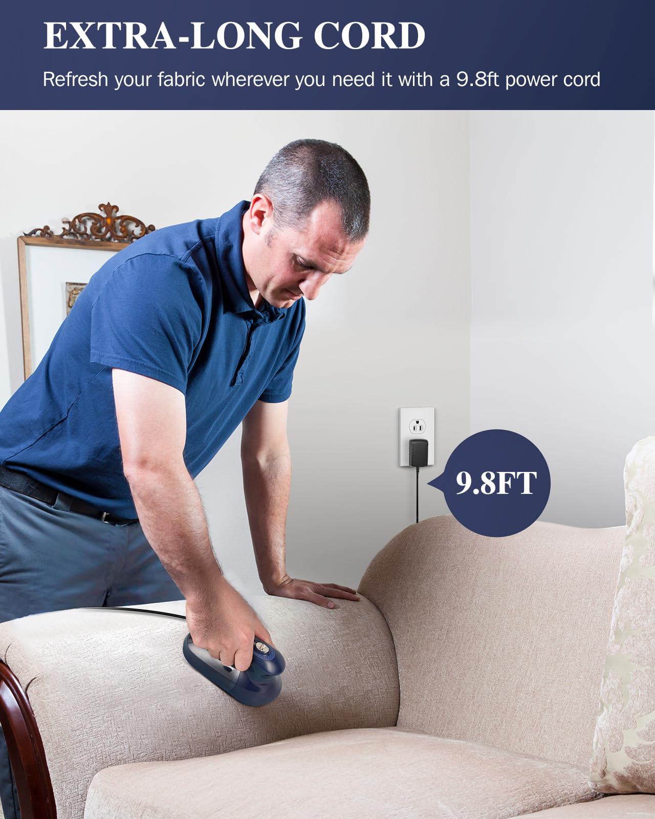 BEAUTURAL Sweater Fabric Shaver Home-Edition, Powerful & Efficient Lint Remover for Clothes and Furniture, AC Adapter or Battery Powered Pill Fuzz Remover, Special for Your Family Ultramarine - Image 5