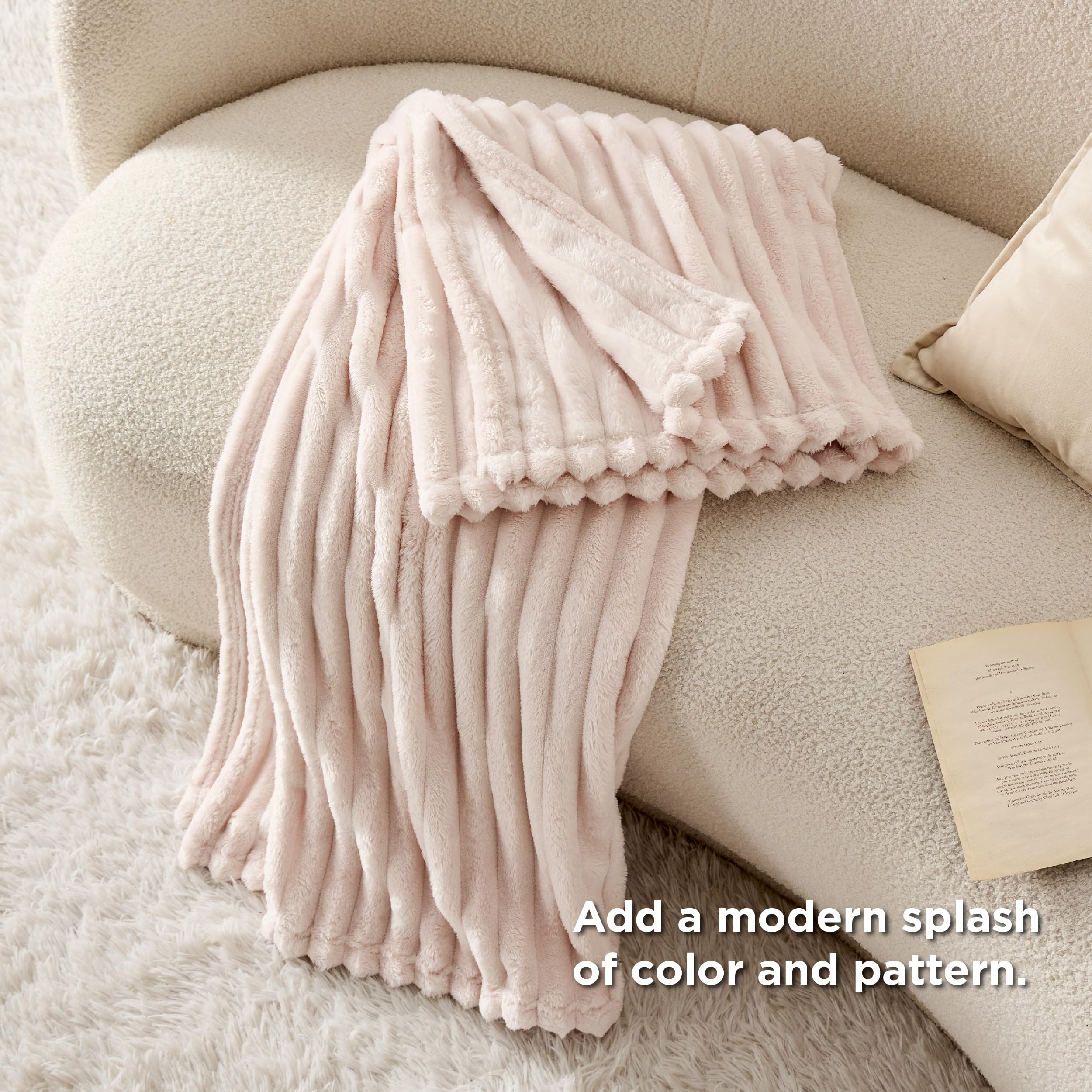 Bedsure GentleSoft Pink Throw Blanket for Couch - Cozy Soft Blankets for Women, Cute Small Fleece Throws for Girls, Pink Halloween Christmas Decor Gifts for Home Room, Crystal Pink, 50x60 Inches - Image 5