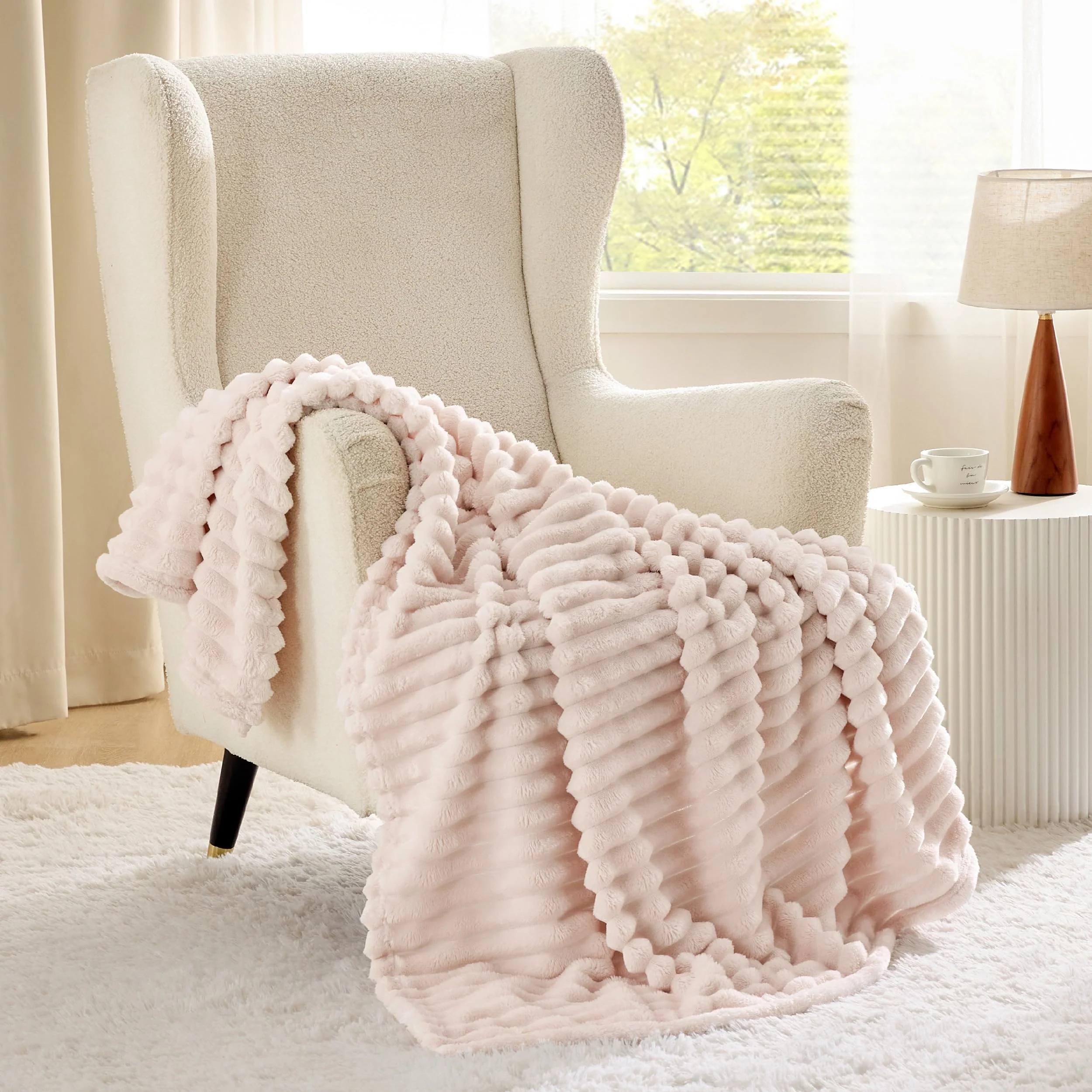 Bedsure GentleSoft Pink Throw Blanket for Couch - Cozy Soft Blankets for Women, Cute Small Fleece Throws for Girls, Pink Halloween Christmas Decor Gifts for Home Room, Crystal Pink, 50x60 Inches - Image 8