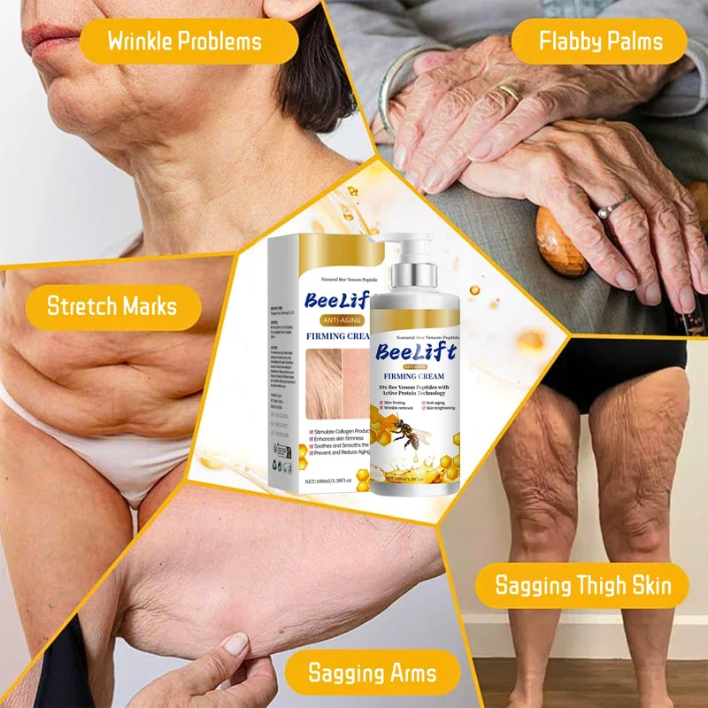 Bee Lift Anti Aging Firming Body Cream, Bee Venom Wrinkle Removal Cream, Collagen Firming Body Lotion, Neck Firming Cream For Loose Skin, Skin Tightening Cream Body, Restore Elasticity, Hydration - Image 6
