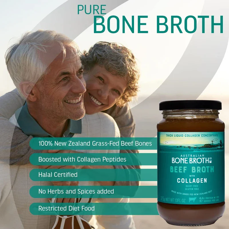 Beef Broth with Collagen Concentrate - Instant bone broth beverage boosted with grass-fed collagen. Halal Broth. Gluten Free, Preservative Free No spices or herbs. Halal Certified 375 gram Jar - Image 4