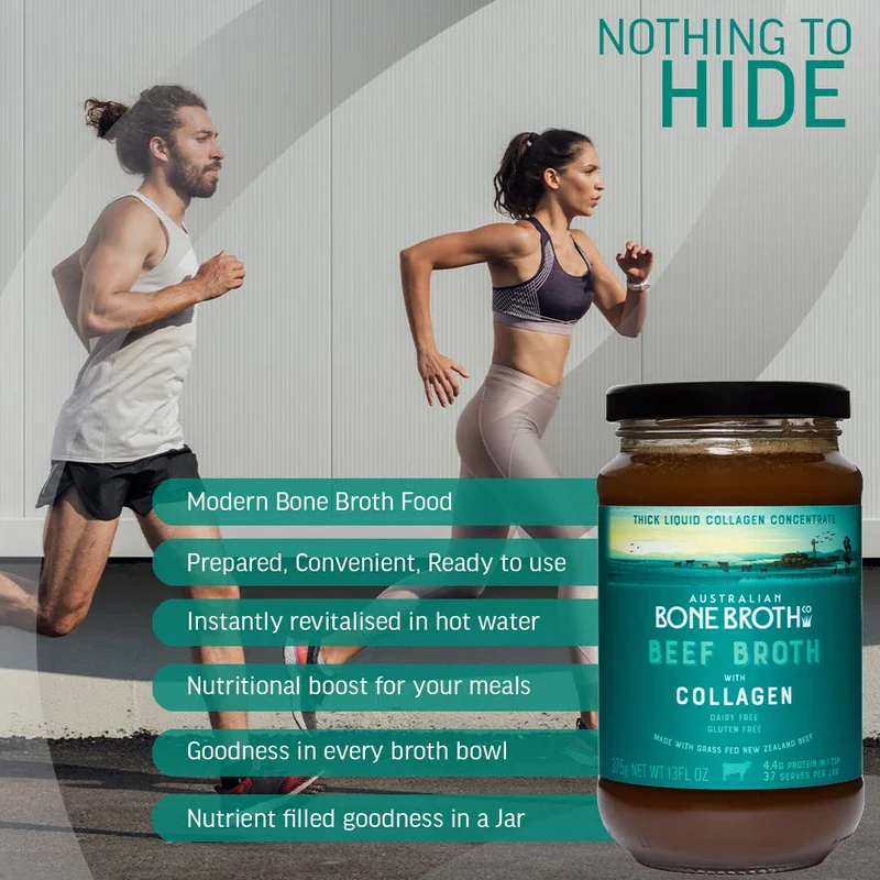 Beef Broth with Collagen Concentrate - Instant bone broth beverage boosted with grass-fed collagen. Halal Broth. Gluten Free, Preservative Free No spices or herbs. Halal Certified 375 gram Jar - Image 7