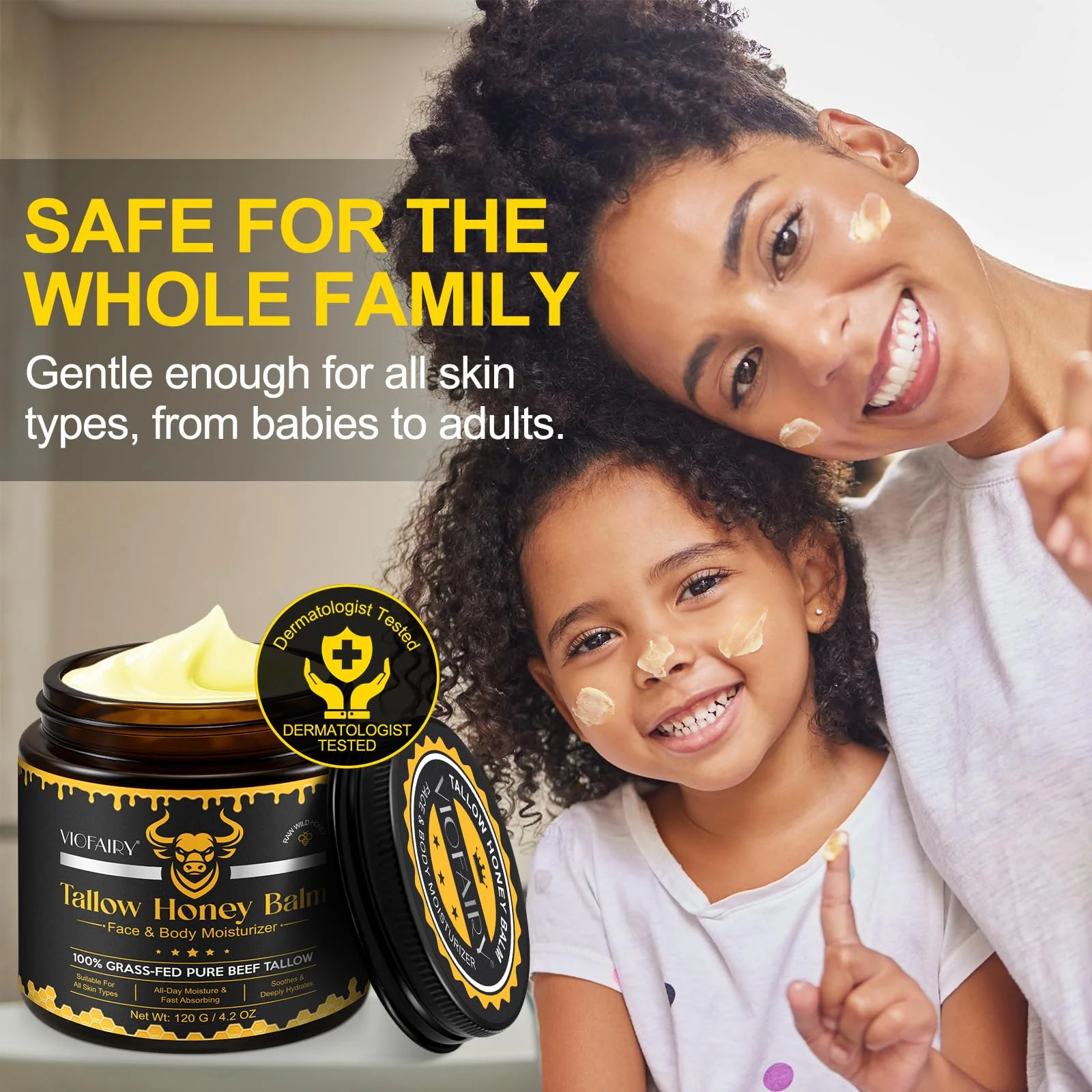 Beef Tallow for Skin, Tallow and Honey Balm for Face - 100% Organic Grass-Fed Beef Tallow & Raw Wild Honey - Moisturizing Cream for Soft, Smooth Skin- Light Scent, Moisturizing Natural Formula, 4.2 Oz - Image 4