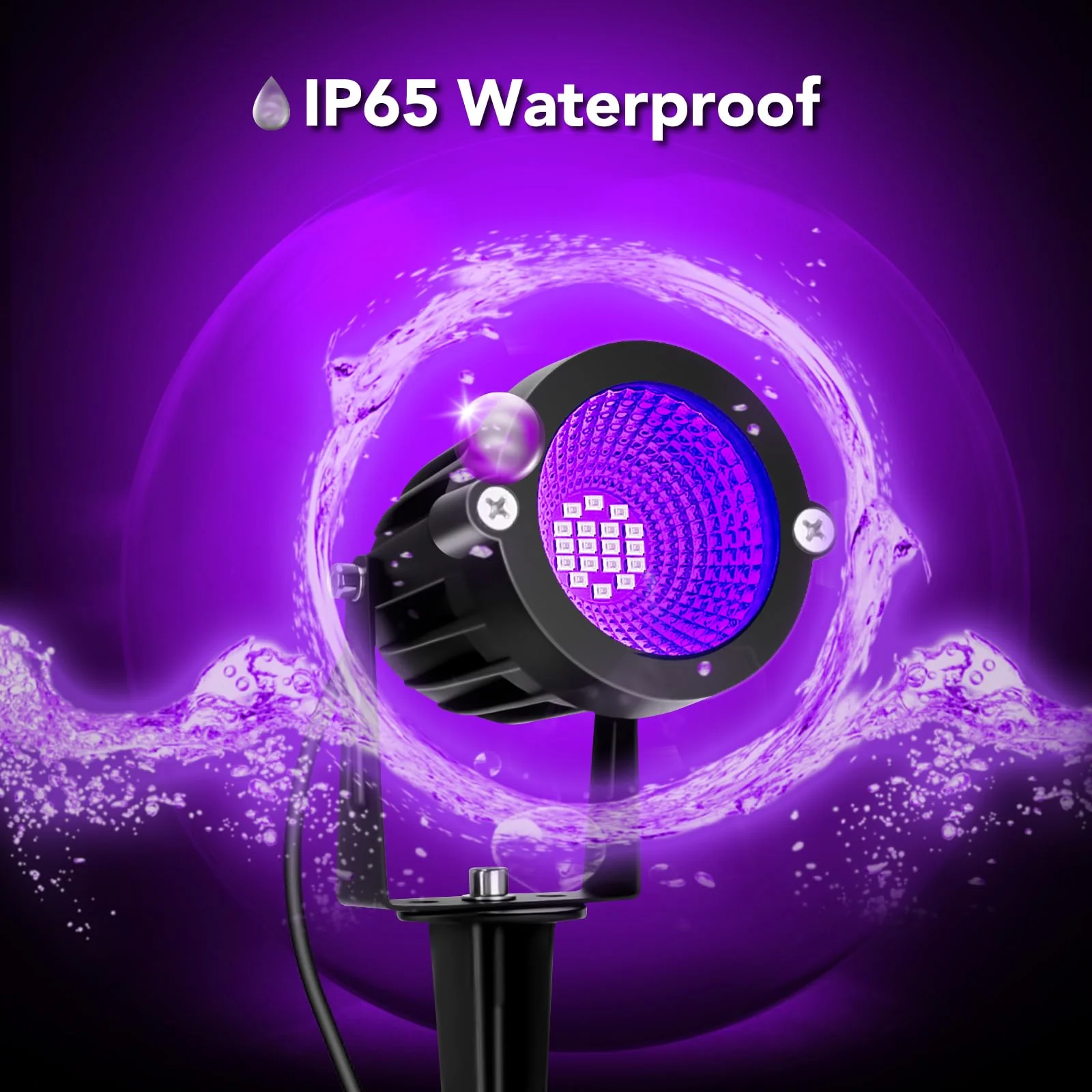 BeeLinks Halloween LED Black Light: 15W Spot Lights Outdoor UV Spotlight for Halloween Christmas | 2 PacK 110V Plug-in Blacklight with IP65 Waterproof for Party Body Paint Fluorescent Poster Neon Glow - Image 4