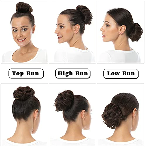 Bella Hair 100% Real Human Hair Piece, Messy Hair Bun Scrunchie for Women Wavy Curly Up-Do Hairpiece (#Silver Gray) - Image 5