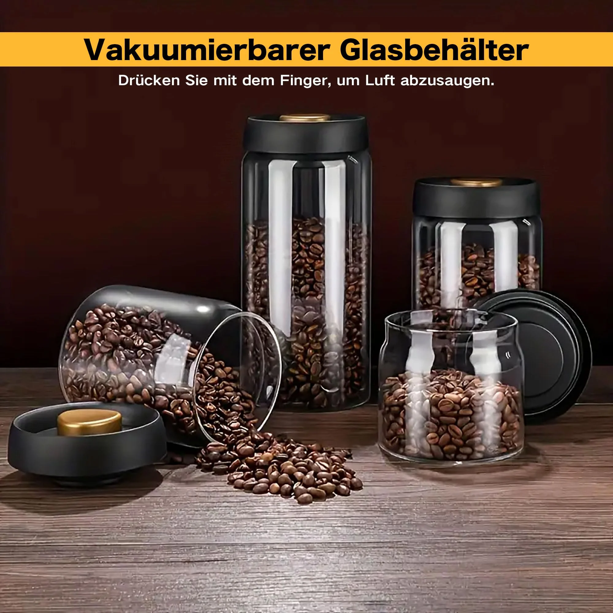 BelleLife Vorratsgläser mit Deckel Vakuumierbare Vorratsdose kaffeedose 850ml 550ml Küche luftdicht Aufbewahrungsgläser, Gewürz-Spülmaschinenfest, aus Verstärktem Borosilikatglas - Image 8