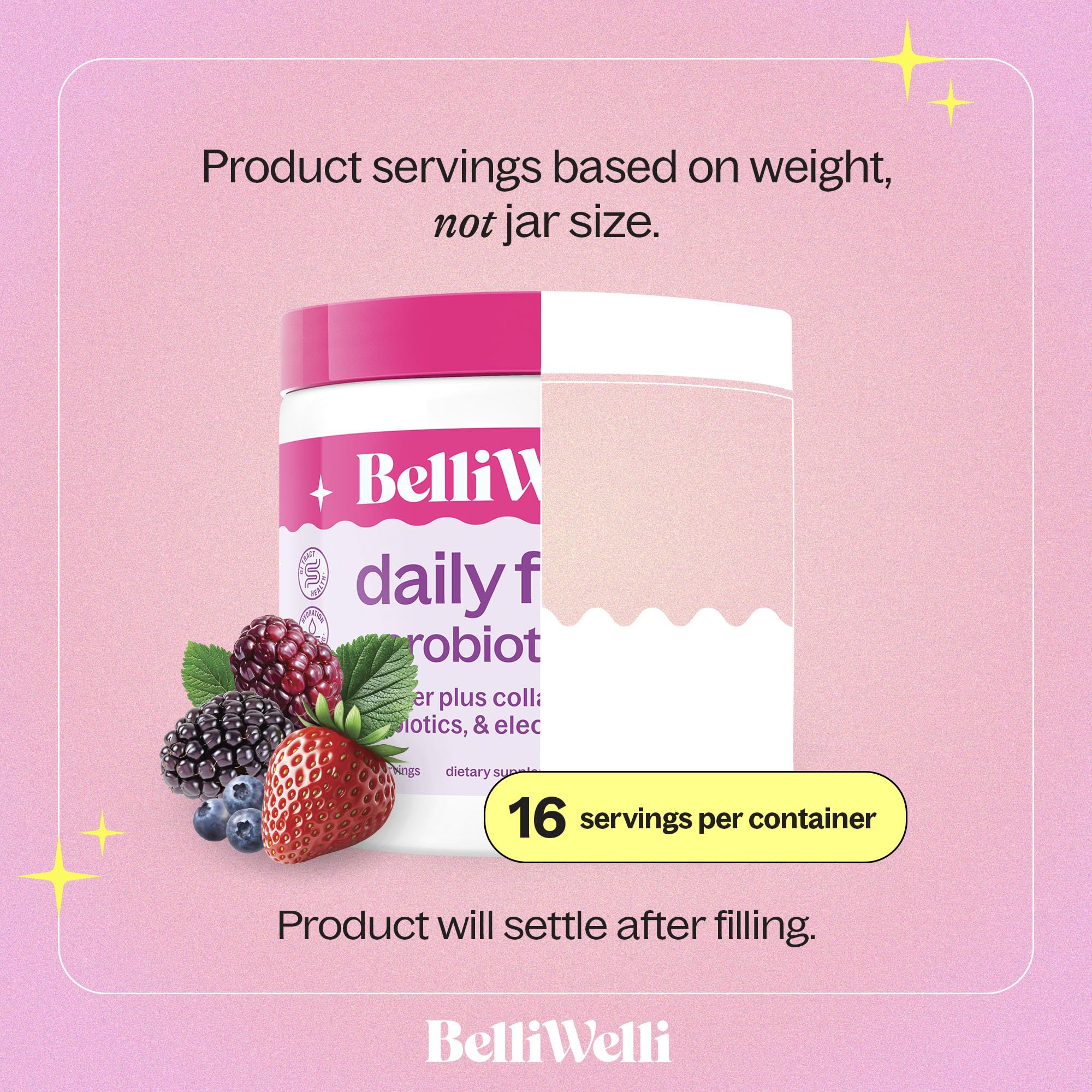 Belli Welli Fiber Supplement for Women & Men – Premium Daily Fiber Powder from Organic Acacia with Added Collagen, Electrolytes & Probiotics – No Bloat, Constipation & Gut Health Support (Wild Berry) - Image 4