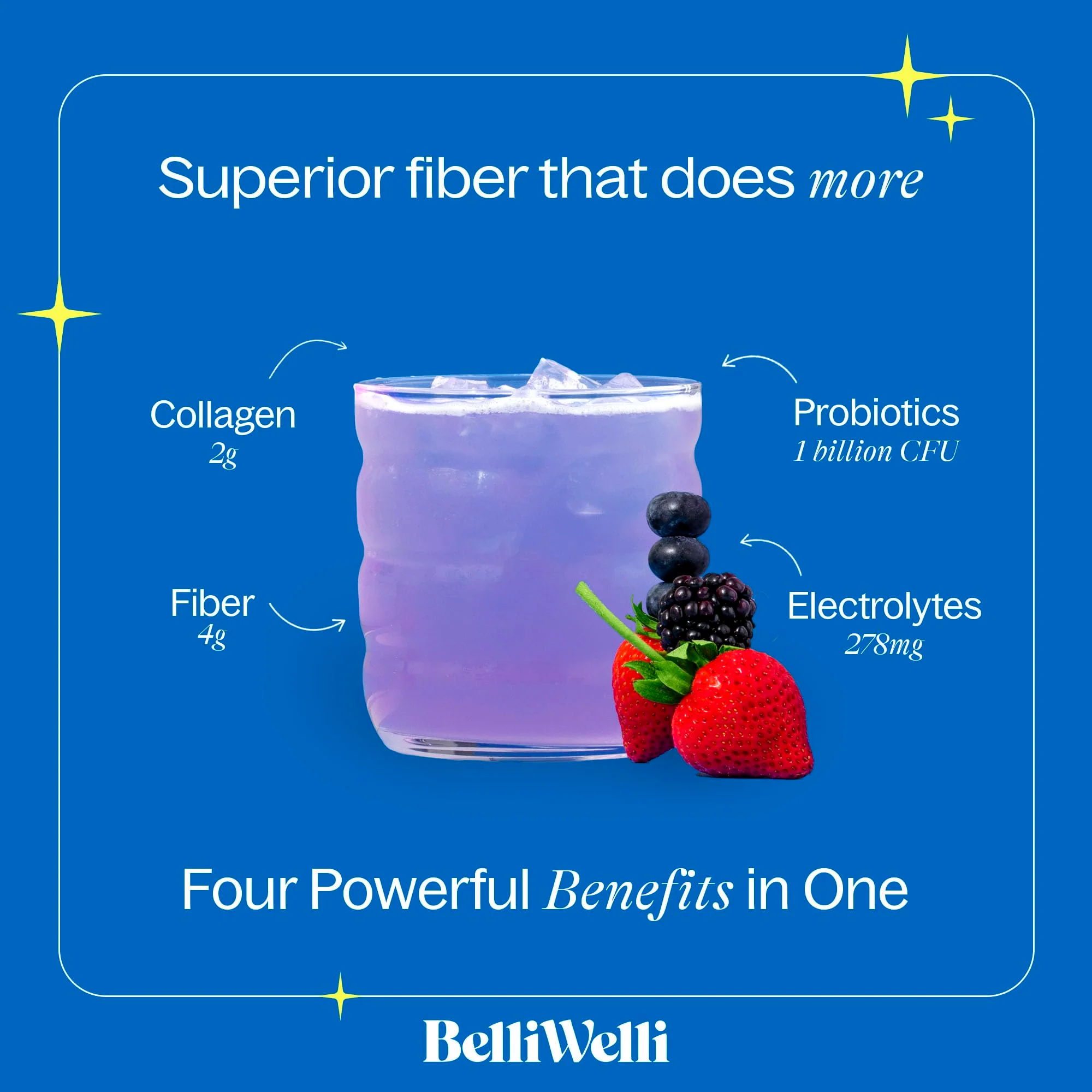 Belli Welli Fiber Supplement for Women & Men – Premium Daily Fiber Powder from Organic Acacia with Added Collagen, Electrolytes & Probiotics – No Bloat, Constipation & Gut Health Support (Wild Berry) - Image 6