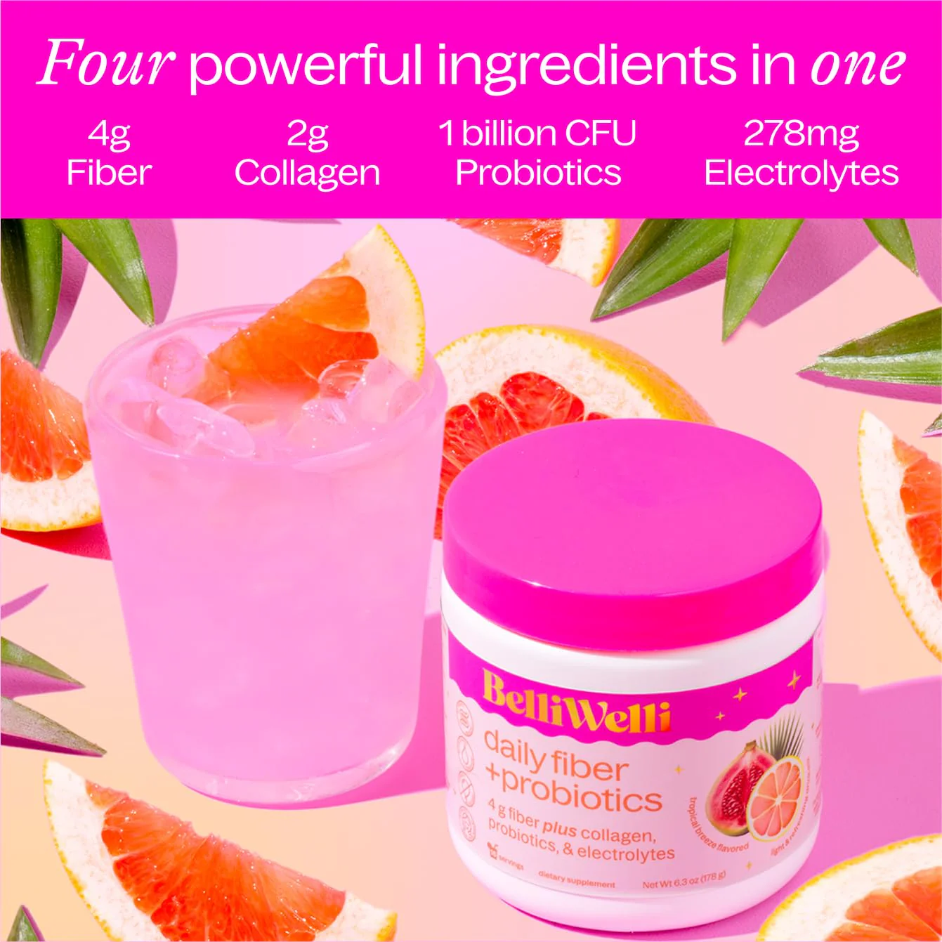 BelliWelli Fiber Supplement for Women & Men – Premium Daily Fiber Powder from Organic Acacia with Added Collagen, Electrolytes & Probiotics – No Bloat, Constipation & Gut Health Support (Tropical) - Image 5