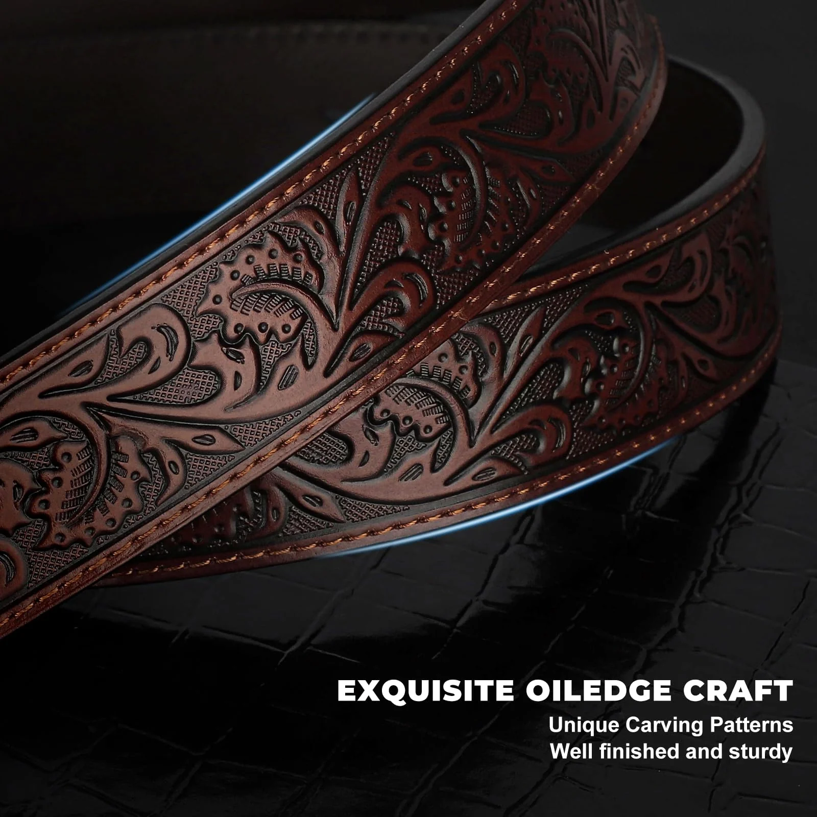 BELTROAD Western Leather Buckle Belt for Men Women Cowboy Cowgirl Leather Mens Belts for Jeans Embossed Men's Birthday Christmas Belts Gifts - Image 6