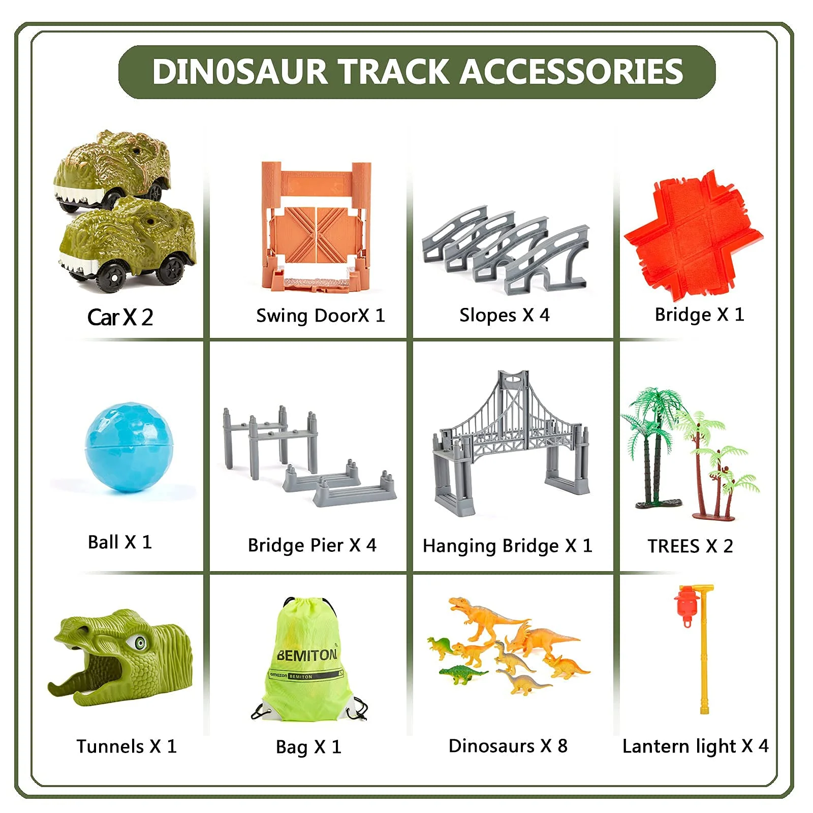 BEMITON Dinosaur Toys Race Car Track, Create a Dinosaur World Road Race, Flexible Dinosaur Track Toys Set, Christmas Birthday Gifts for 3 4 5 6 7 Years Old Boys Girls Kids - Image 2