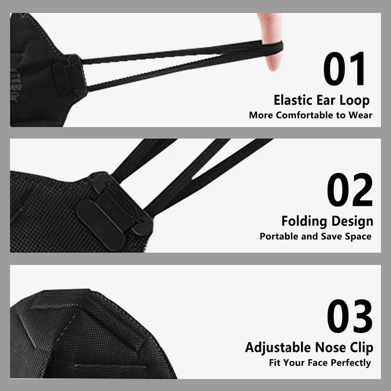 benehal N95 Mask Particulate Respirators, Pack of 50 N95 Face Masks, Individually Wrapped,Black - Image 4