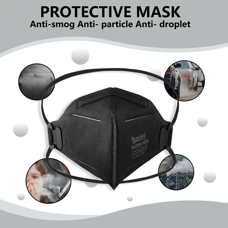 benehal N95 Mask Particulate Respirators, Pack of 50 N95 Face Masks, Individually Wrapped,Black - Image 7