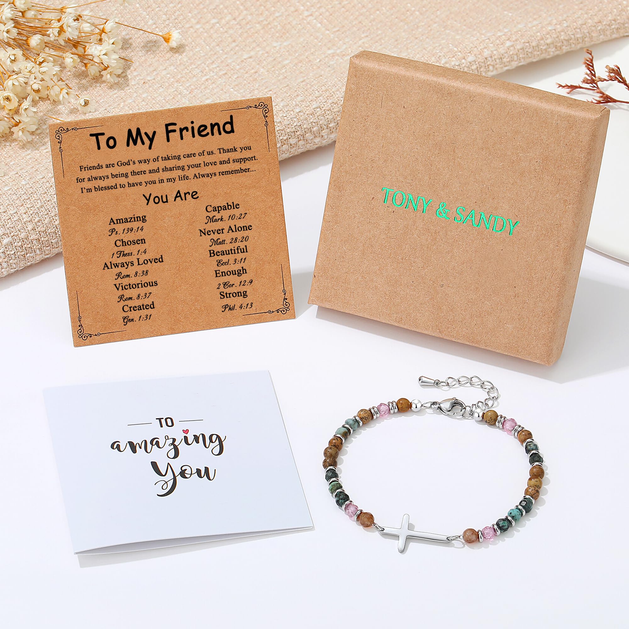 Best Friend Friendship Gifts for Women, Stocking Stuffers for Women Teens 2025, Christian Cross Bracelet Jewelry, Friendship Bracelets, Friend Birthday Christmas Gift for Woman - Image 3
