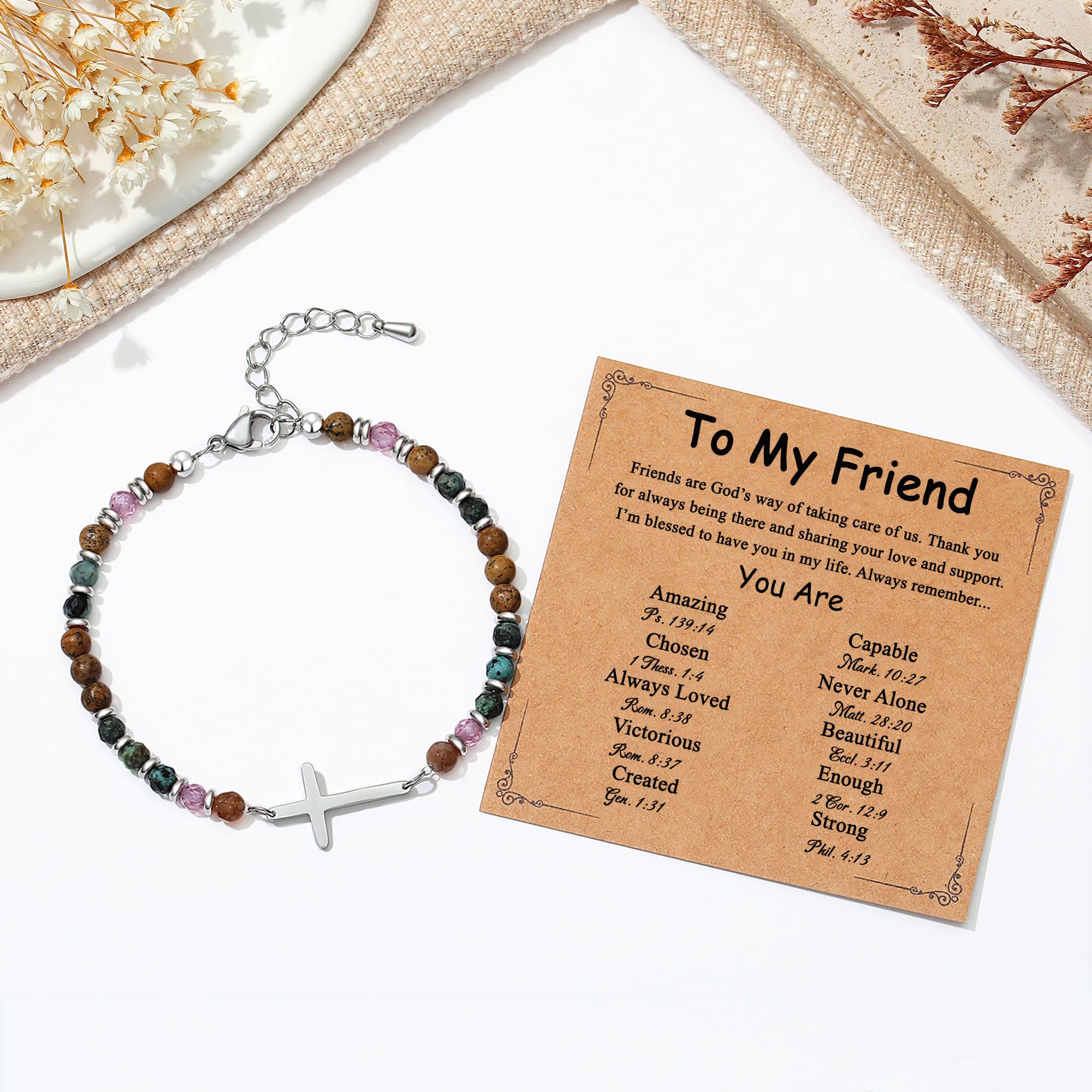Best Friend Friendship Gifts for Women, Stocking Stuffers for Women Teens 2025, Christian Cross Bracelet Jewelry, Friendship Bracelets, Friend Birthday Christmas Gift for Woman - Image 5