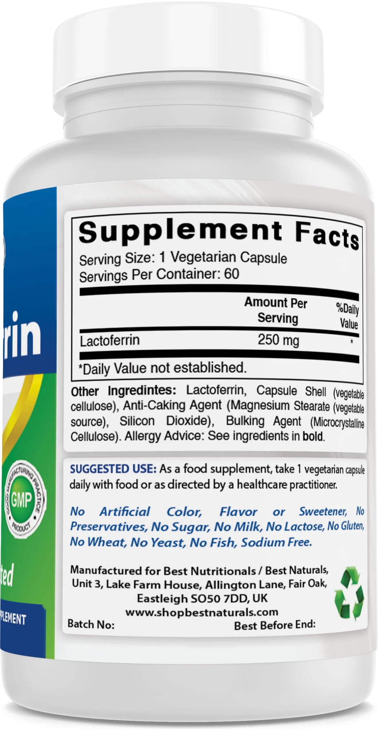 Best Naturals Lactoferrin 250 mg Veggie Capsule, Supports Healthy Immune Function - 60 Count - Image 3