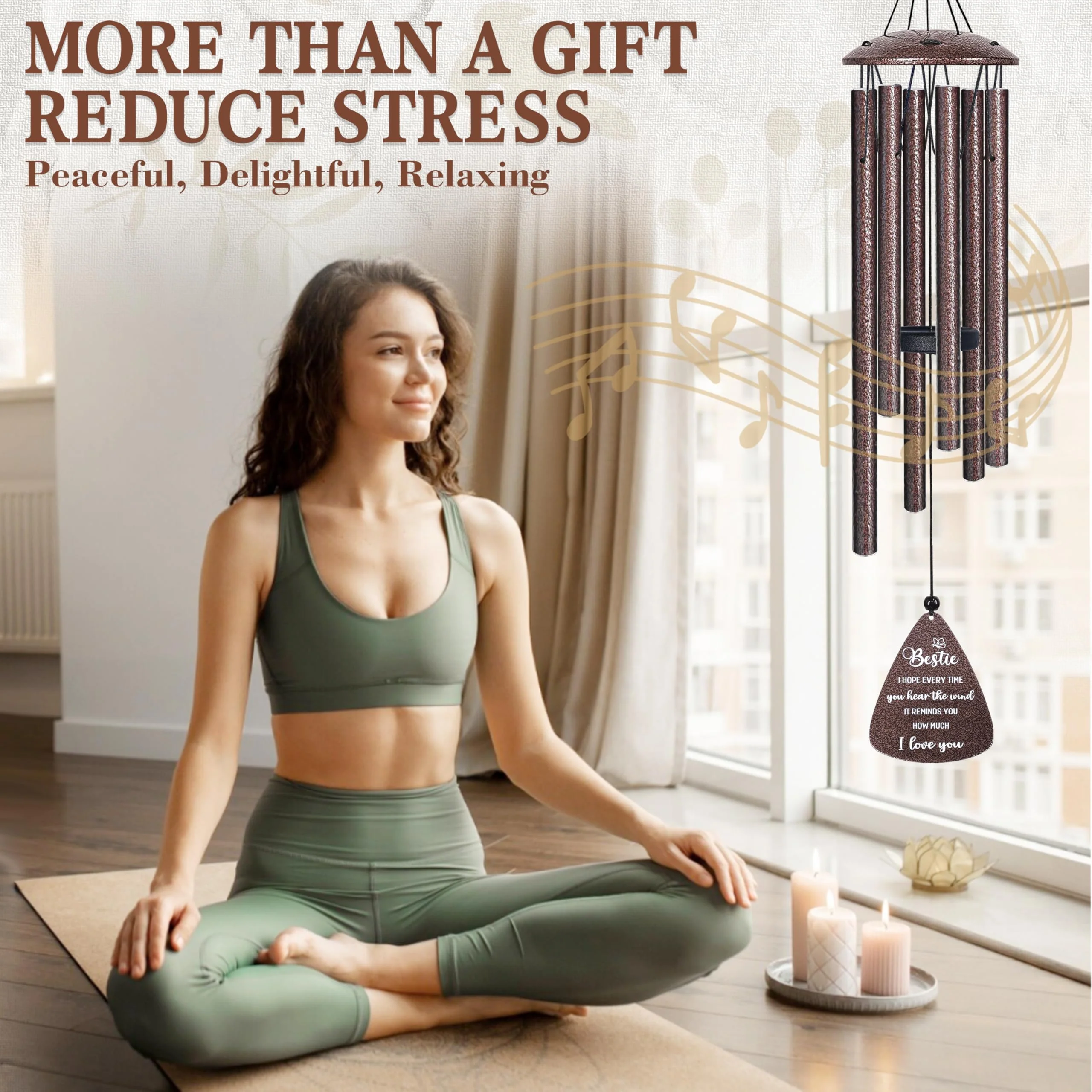 Bestie Gifts for Women, 32" Bronze Wind Chimes, Best Friend Birthday Gifts for Women, Friendship Gift for Birthday Christmas, Unique Bestie Gift Ideas for Woman Female Bestfriend BFF, Home Decor - Image 6