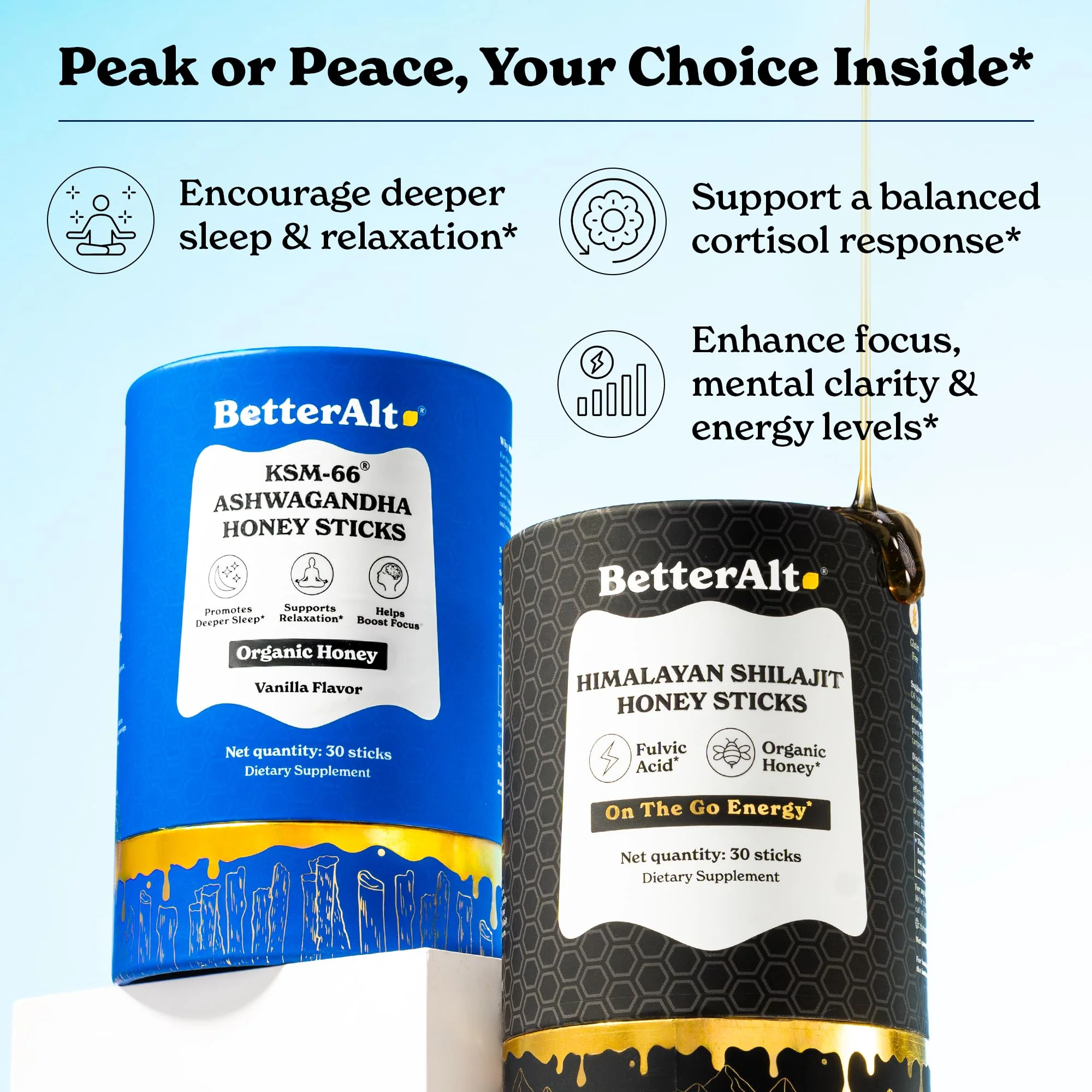 Better Alt Ashwagandha & Classic Shilajit Honey Sticks| Pure Himalayan Shilajit Organic Multiflora Honey & Saffron|60 Sticks|Energy & Immune Support Supplement - Image 7